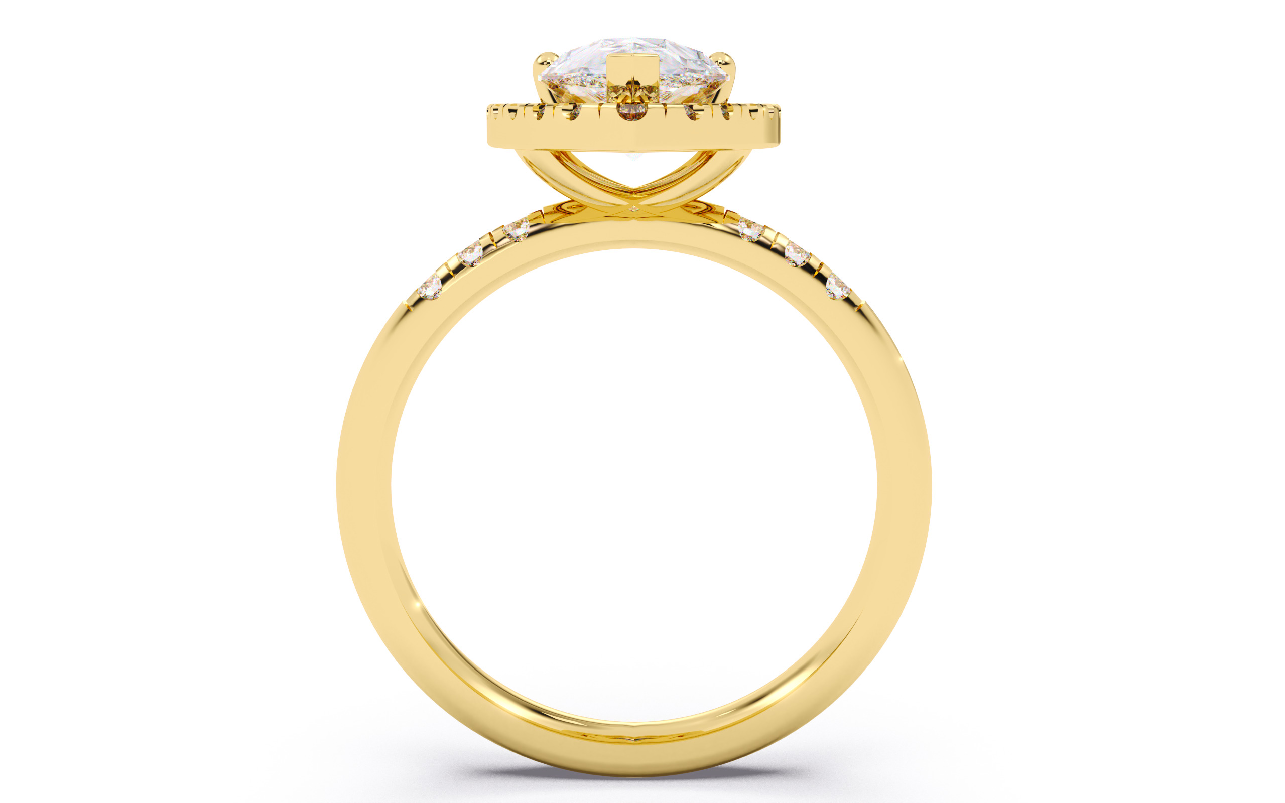 Pear Diamond Halo Setting Solitaire Ring 3D print model_11