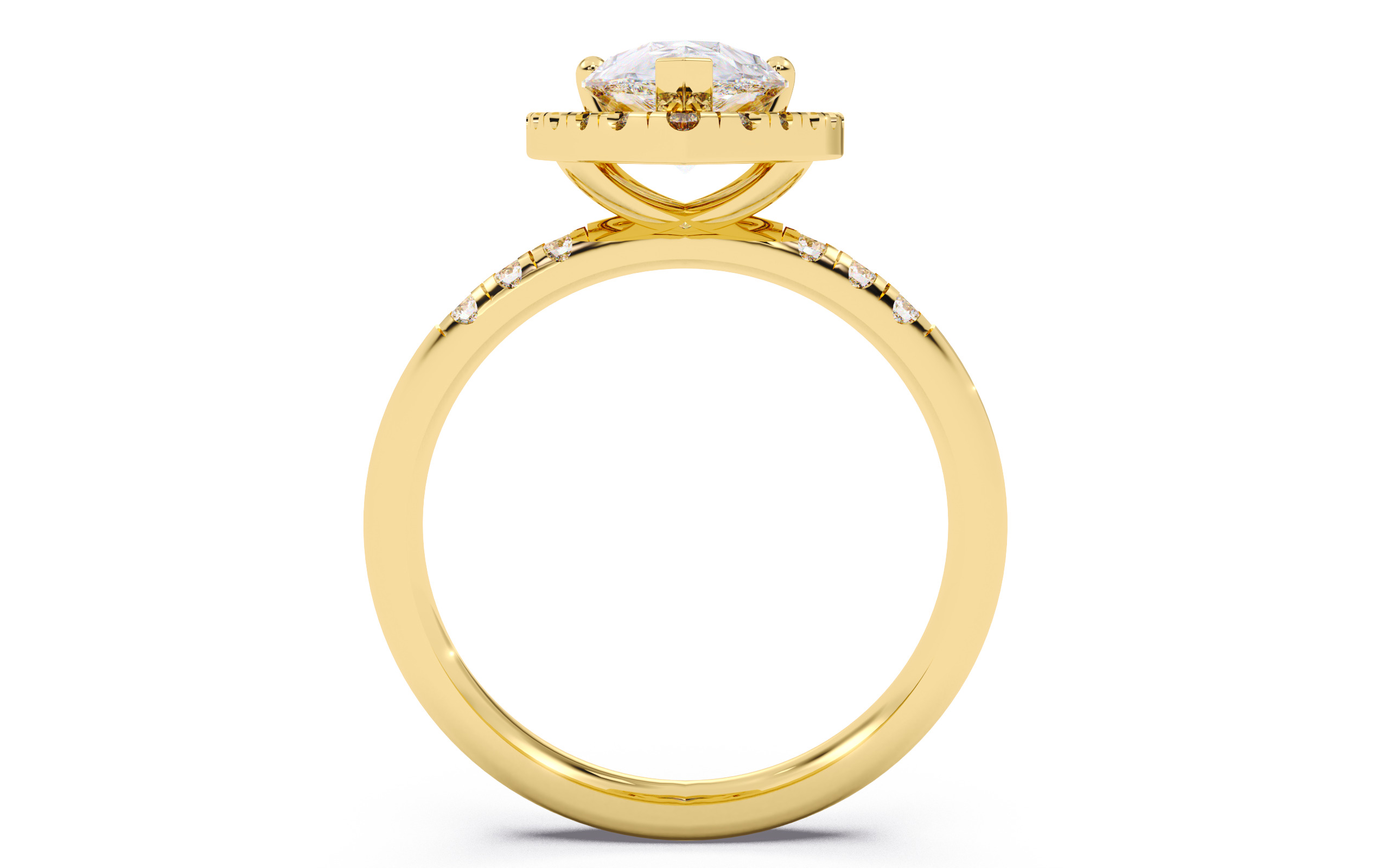 Pear Diamond Halo Setting Solitaire Ring 3D print model_10