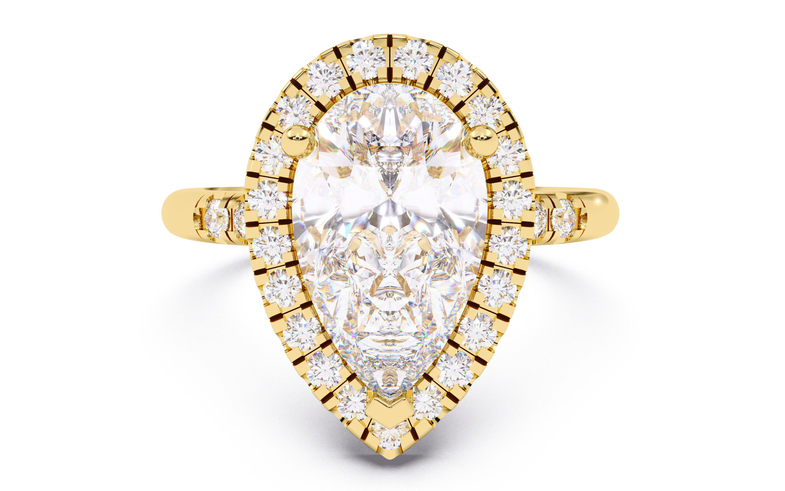 Pear Diamond Halo Setting Solitaire Ring 3D print model_12