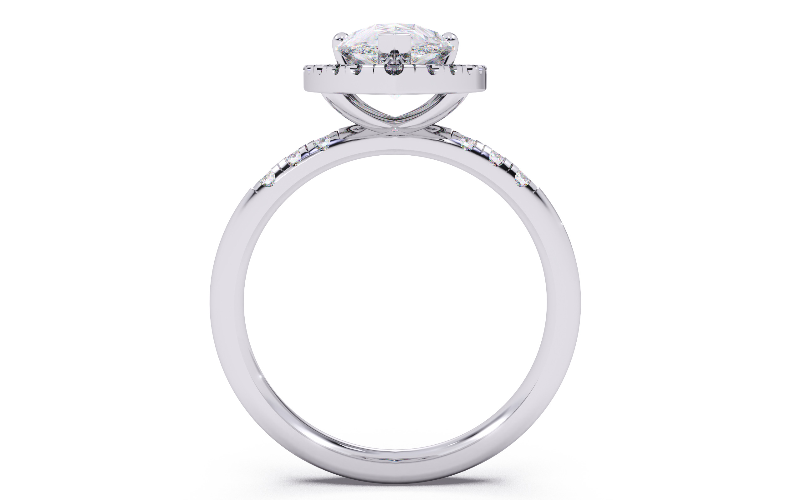 Pear Diamond Halo Setting Solitaire Ring 3D print model_8