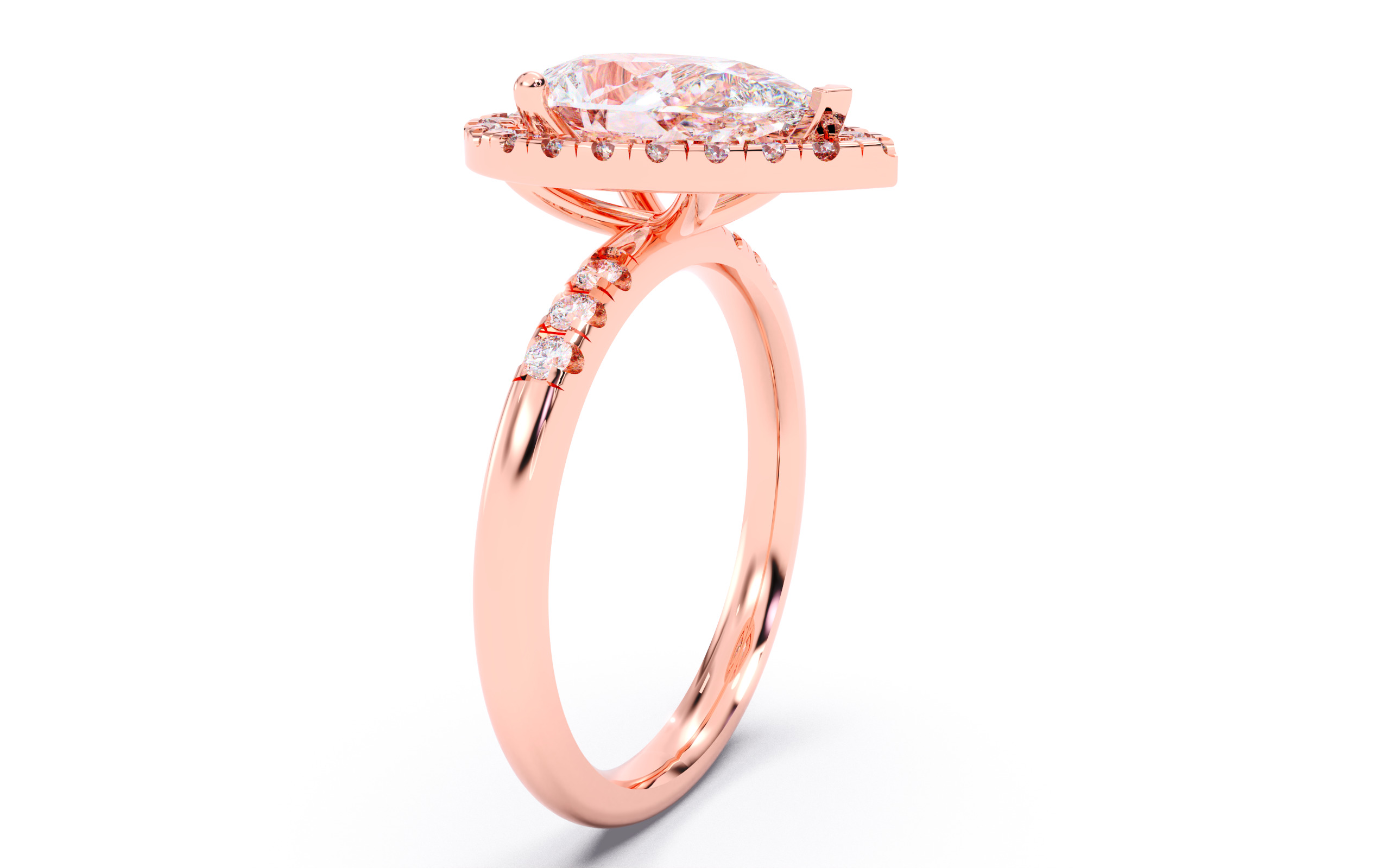 Pear Diamond Halo Setting Solitaire Ring 3D print model_13