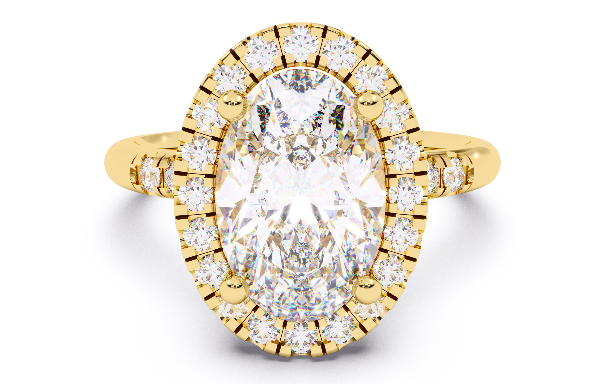 Oval Diamond Halo Setting Solitaire Ring  3D print model_15