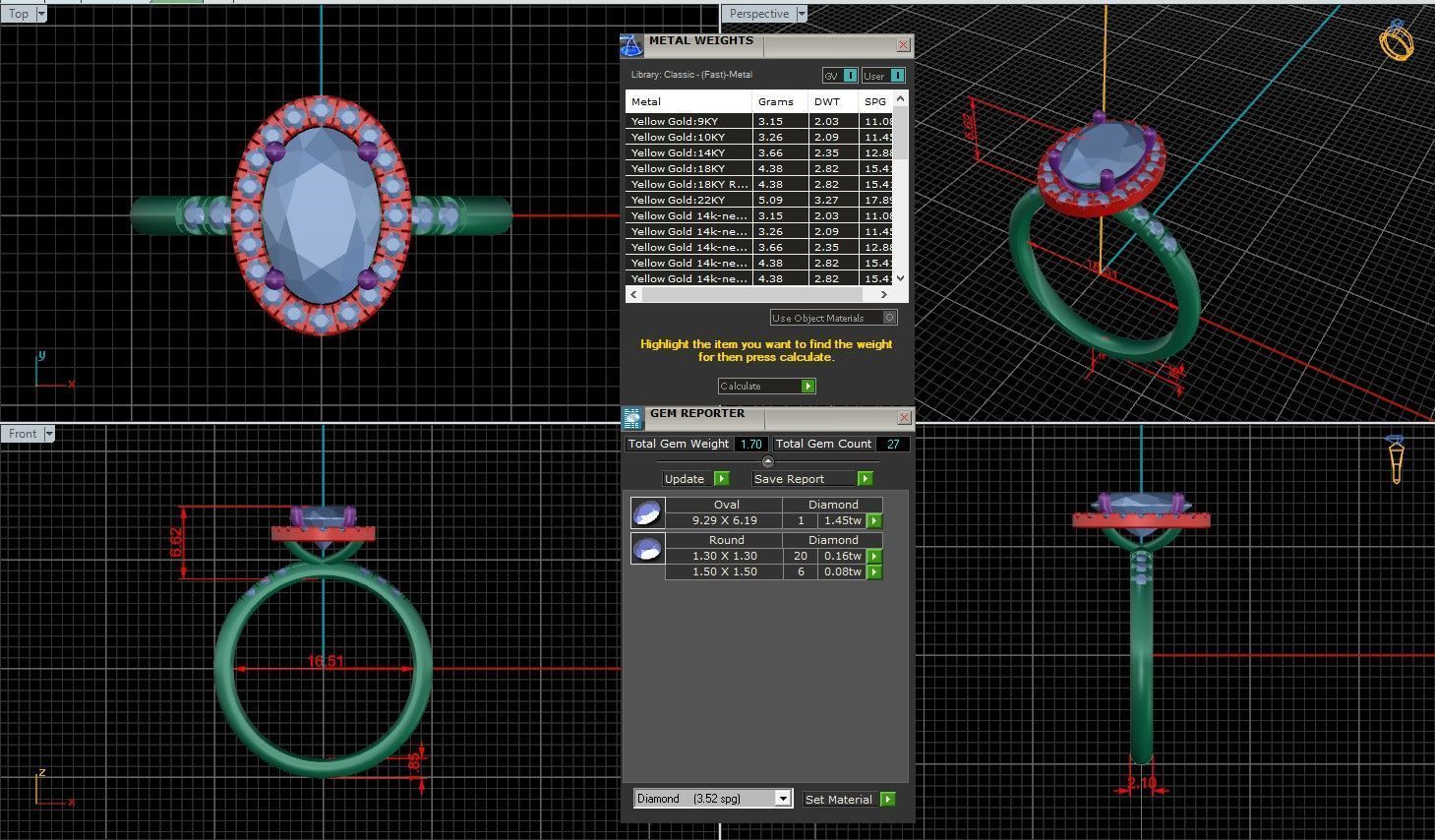 Oval Diamond Halo Setting Solitaire Ring  3D print model_1