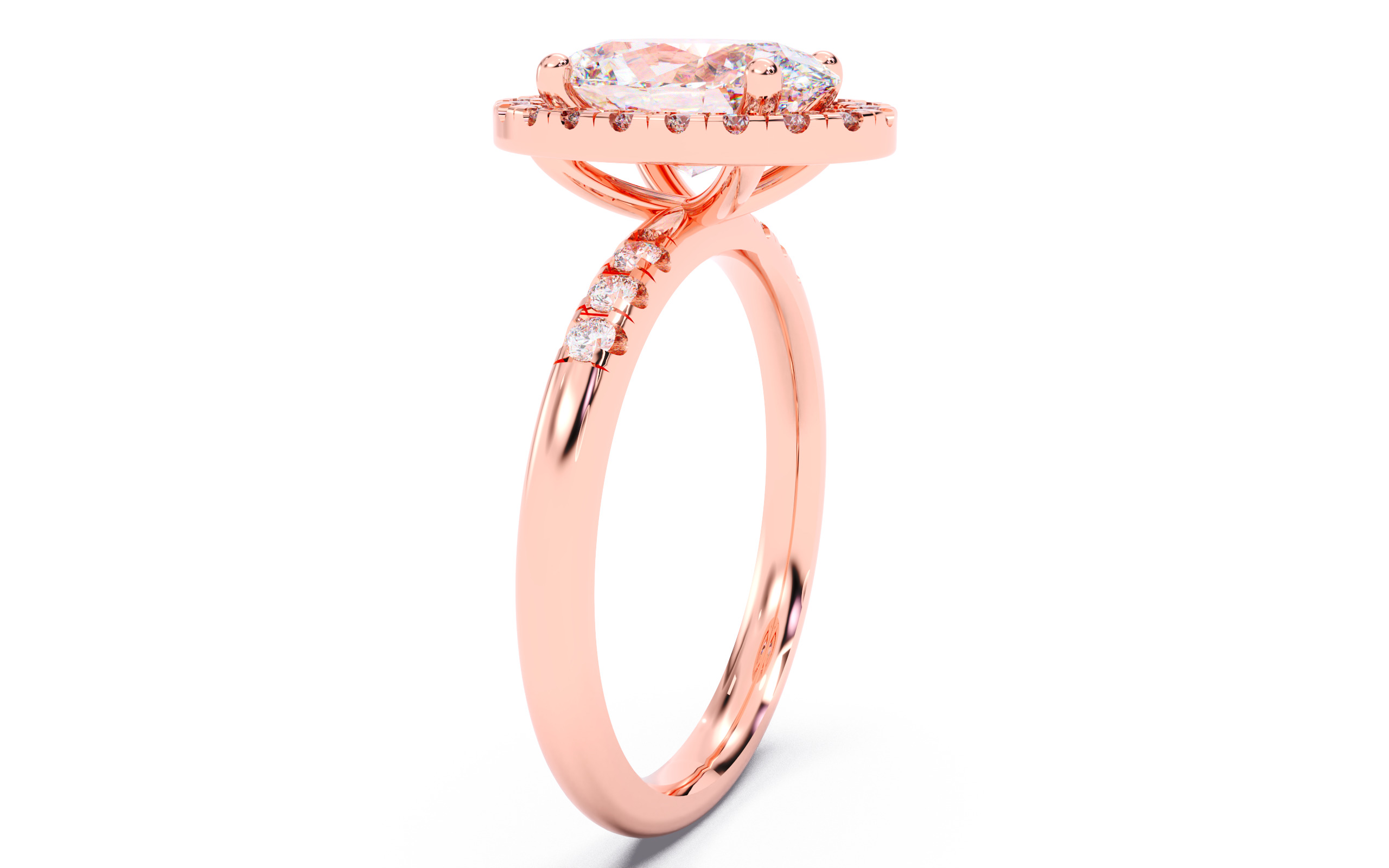 Oval Diamond Halo Setting Solitaire Ring  3D print model_2