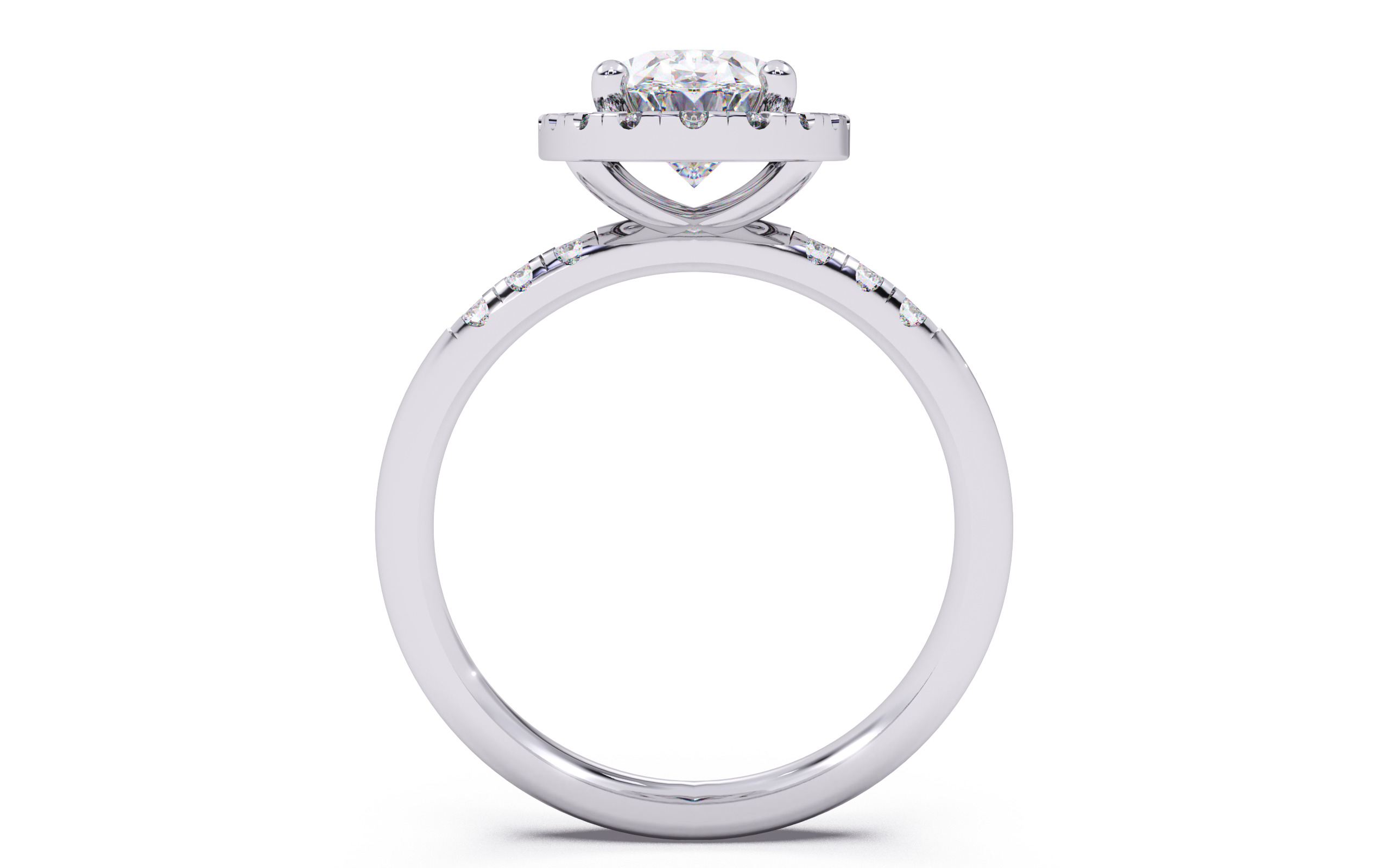 Oval Diamond Halo Setting Solitaire Ring  3D print model_8