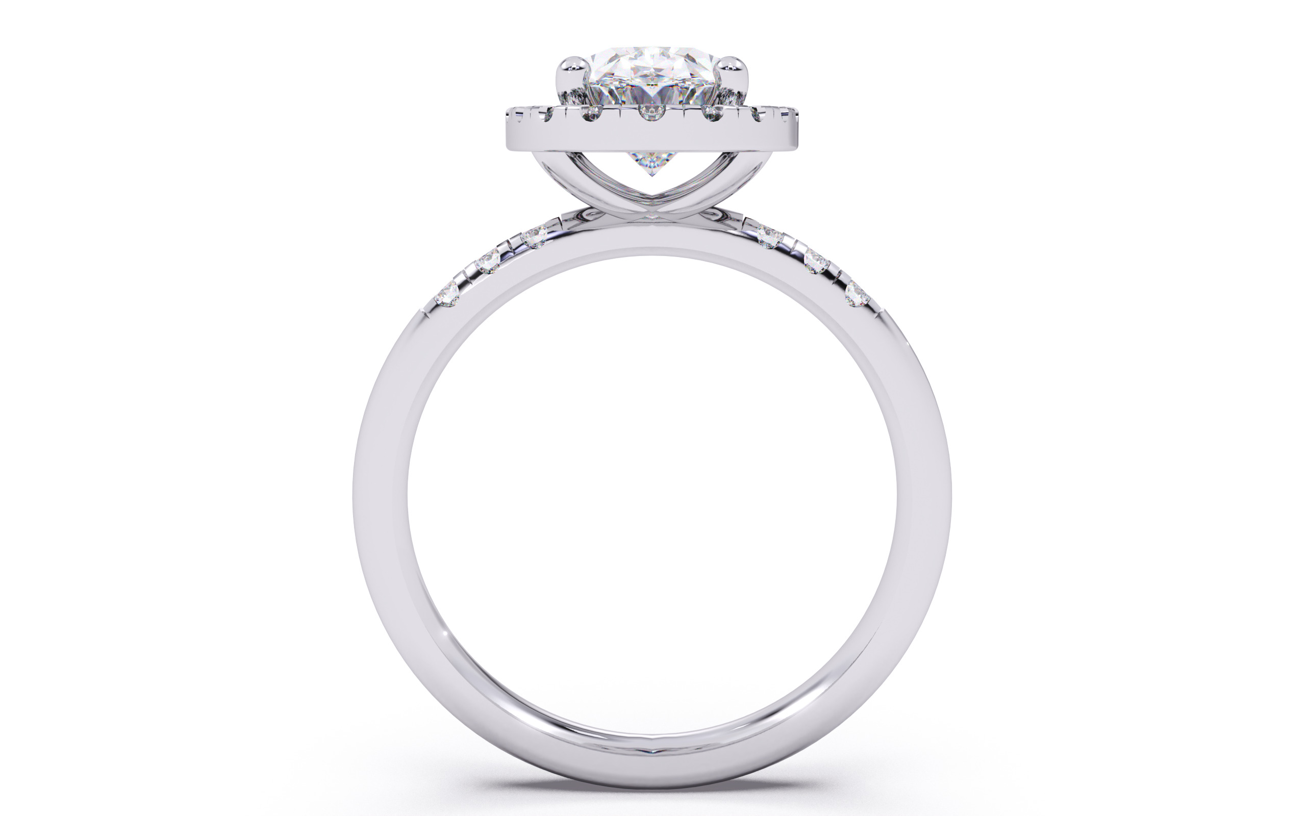 Oval Diamond Halo Setting Solitaire Ring  3D print model_9