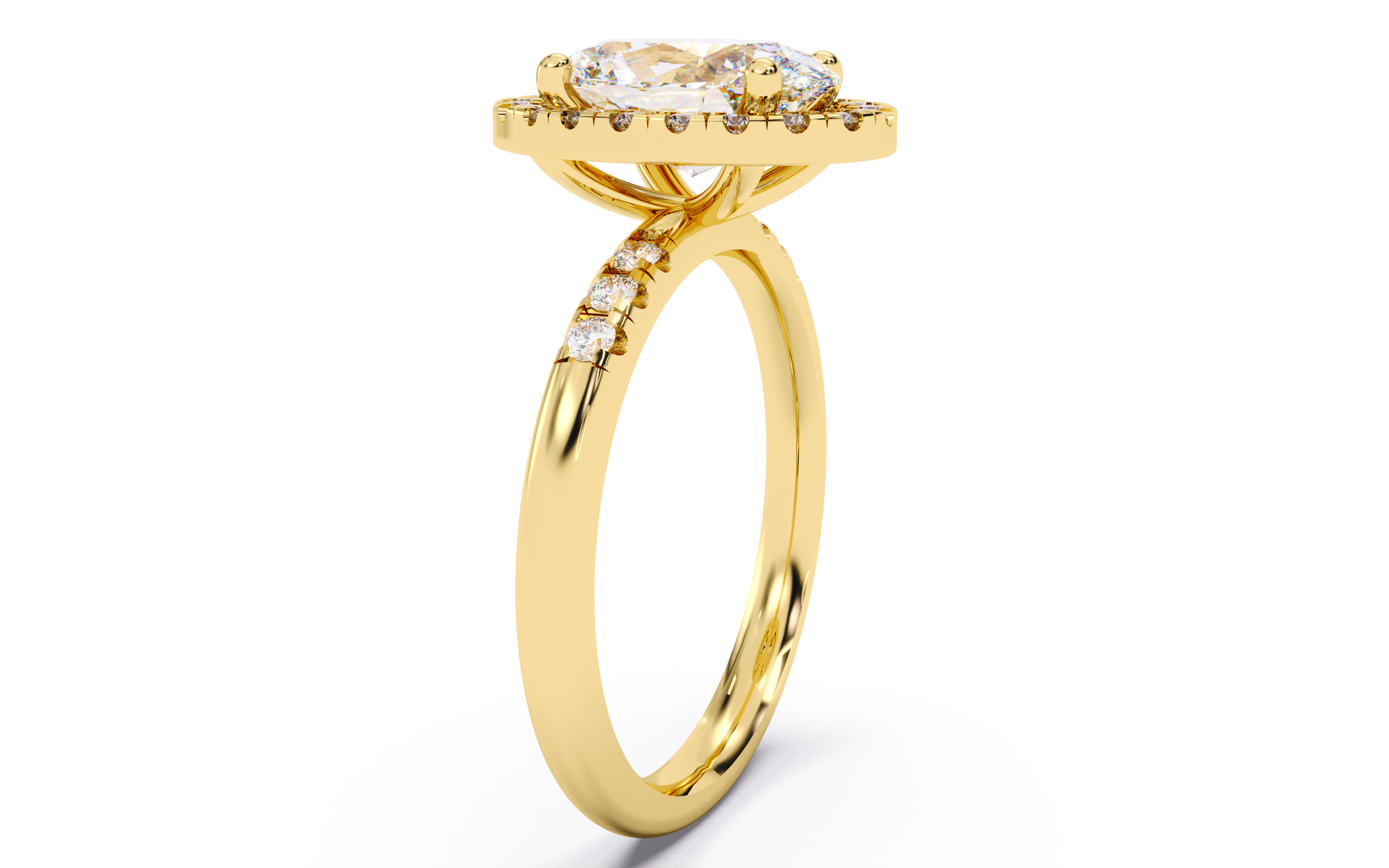 Oval Diamond Halo Setting Solitaire Ring  3D print model_19