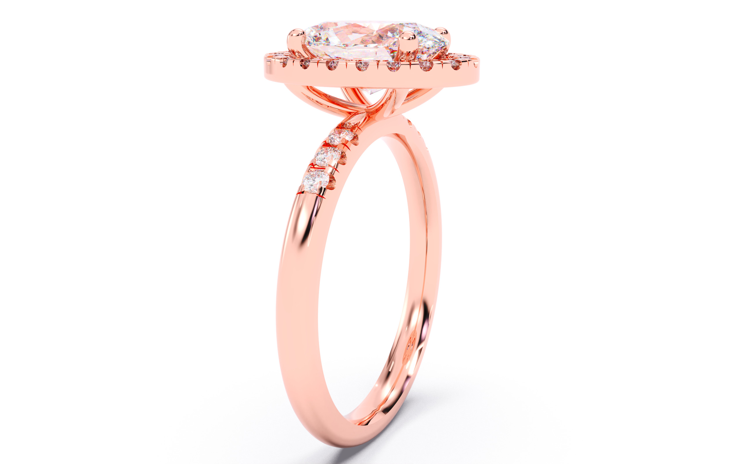 Oval Diamond Halo Setting Solitaire Ring  3D print model_12