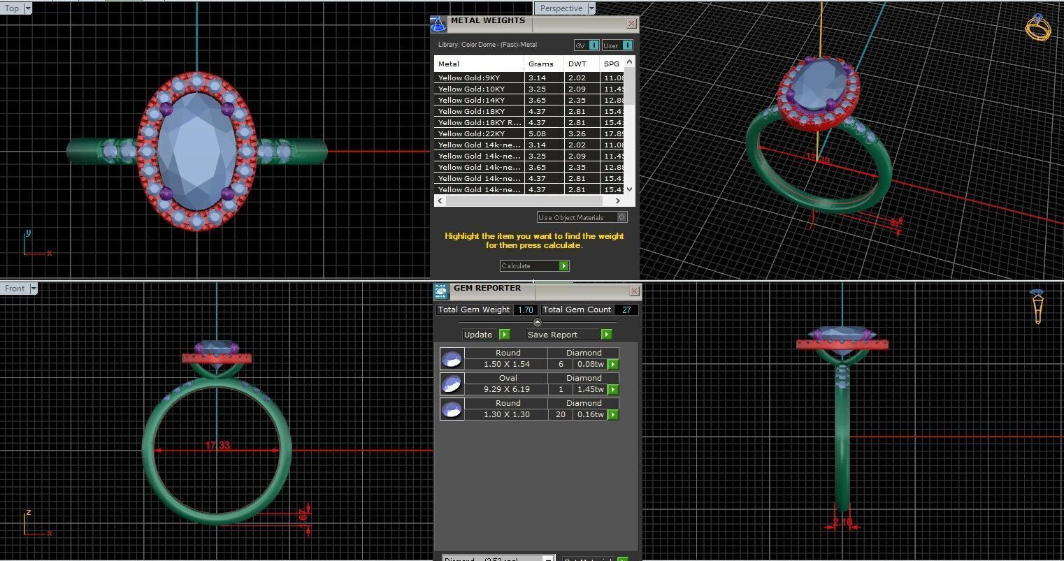 Oval Diamond Halo Setting Solitaire Ring  3D print model_25