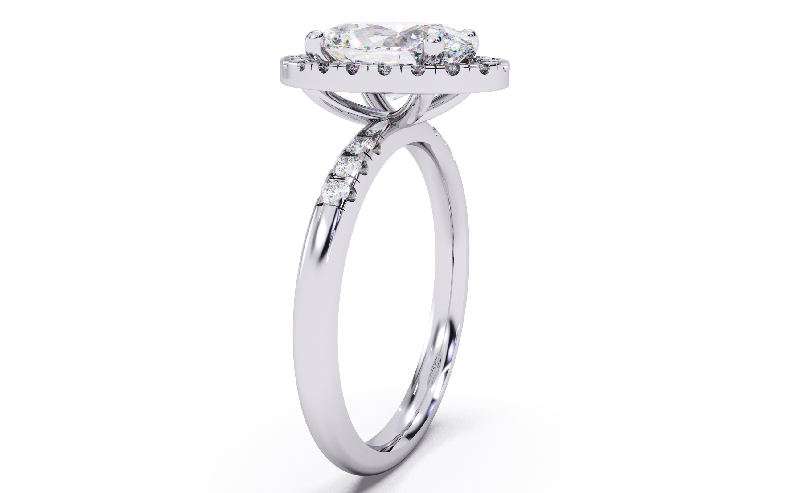 Oval Diamond Halo Setting Solitaire Ring  3D print model_21