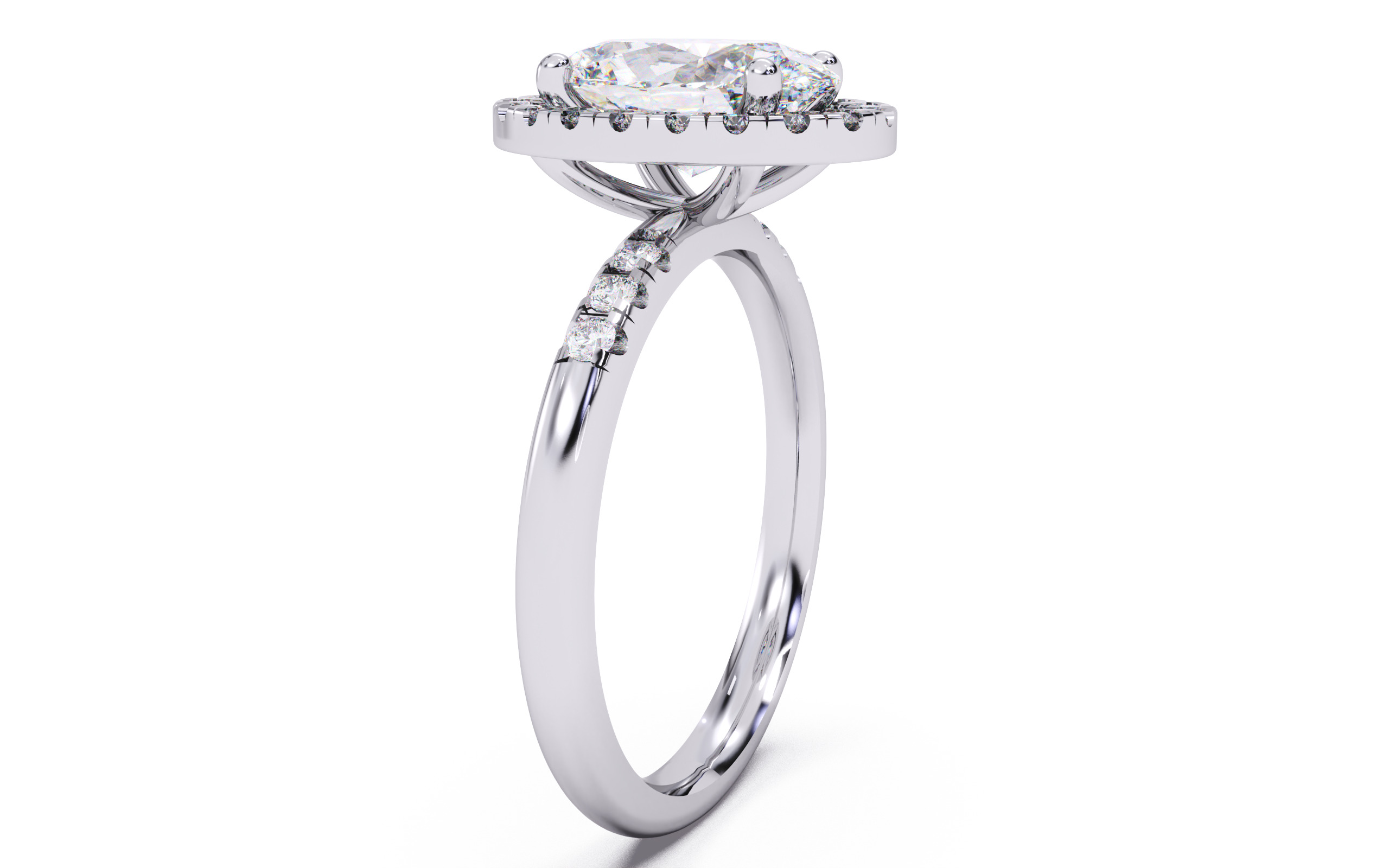 Oval Diamond Halo Setting Solitaire Ring  3D print model_20