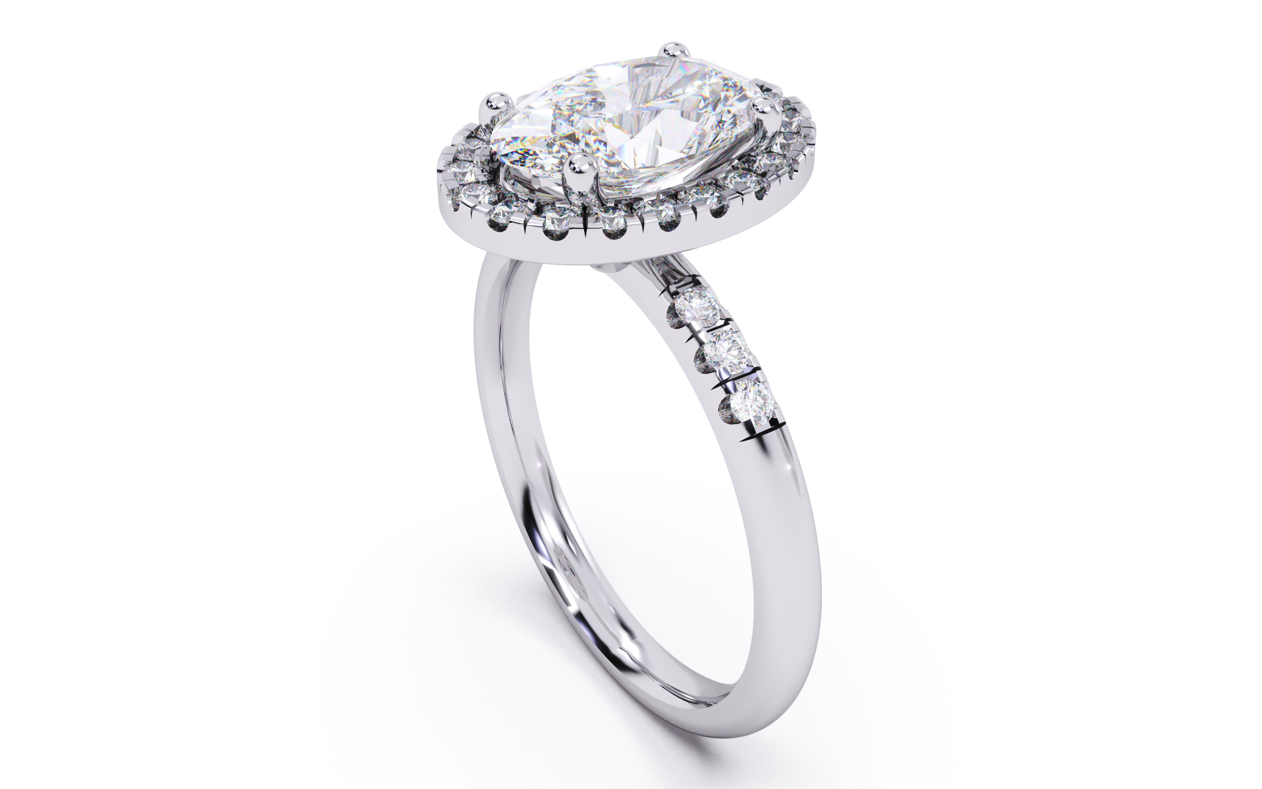 Oval Diamond Halo Setting Solitaire Ring  3D print model_23