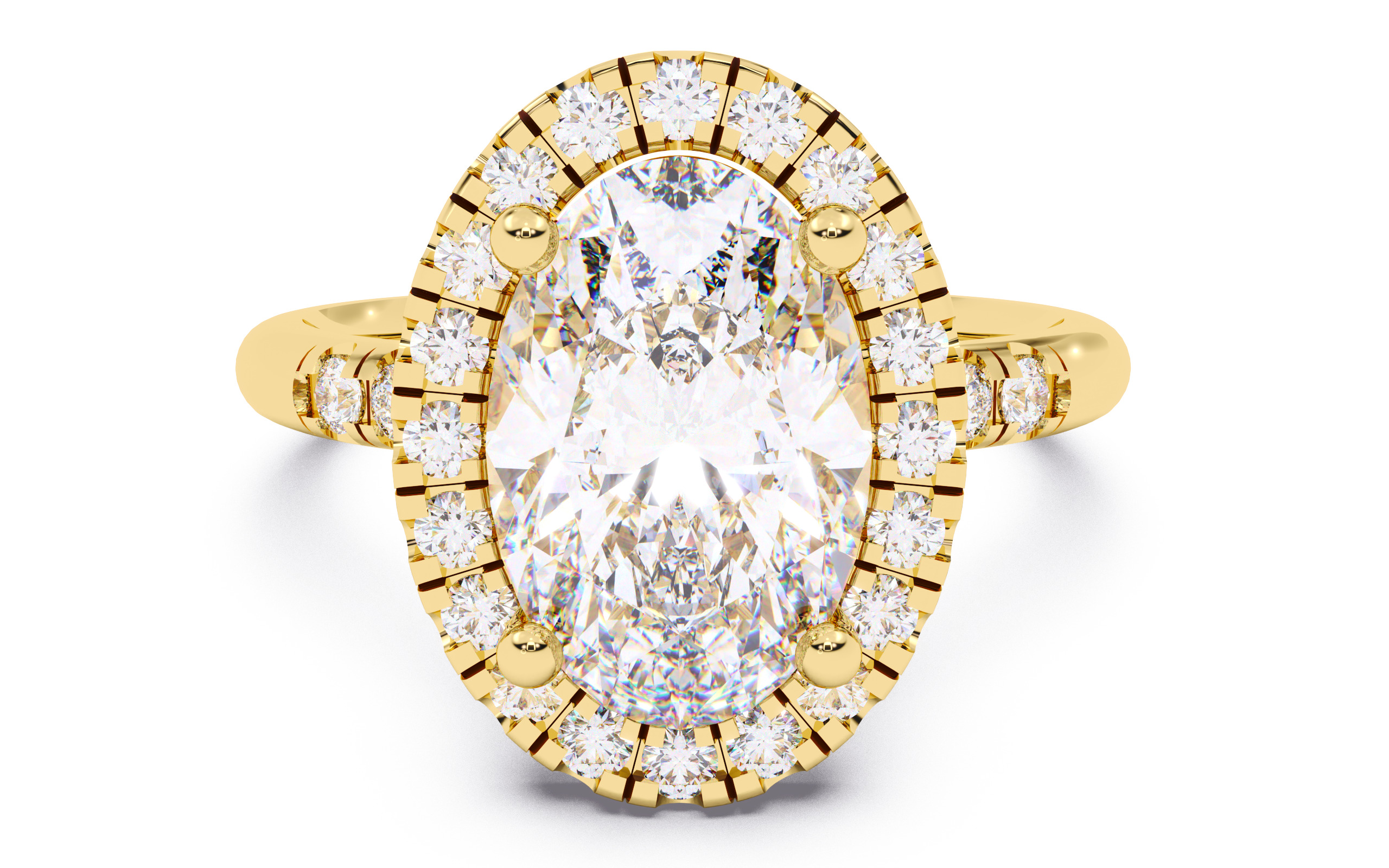 Oval Diamond Halo Setting Solitaire Ring  3D print model_14