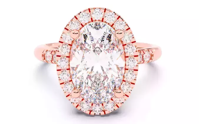 Oval Diamond Halo Setting Solitaire Ring  3D print model