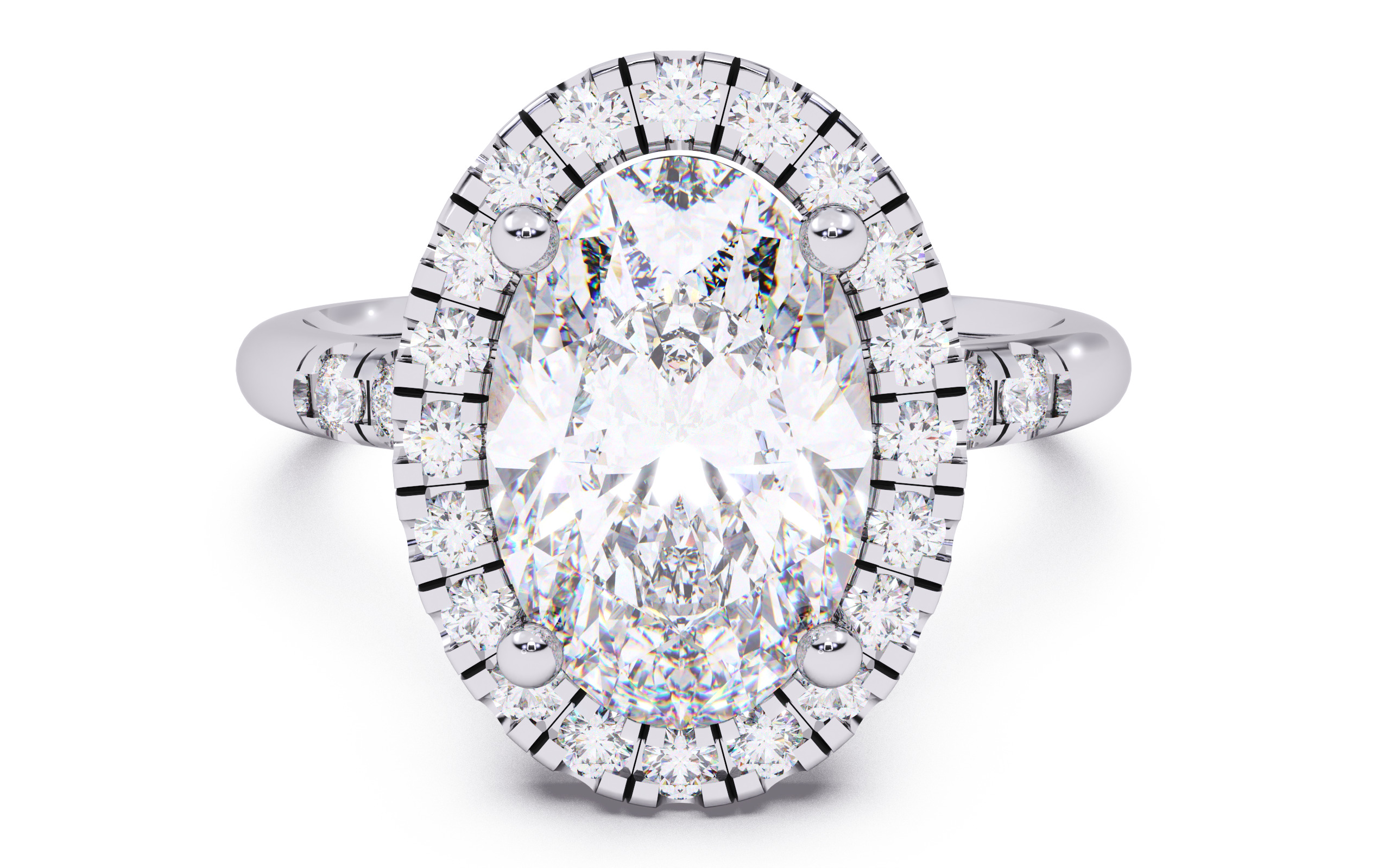 Oval Diamond Halo Setting Solitaire Ring  3D print model_16