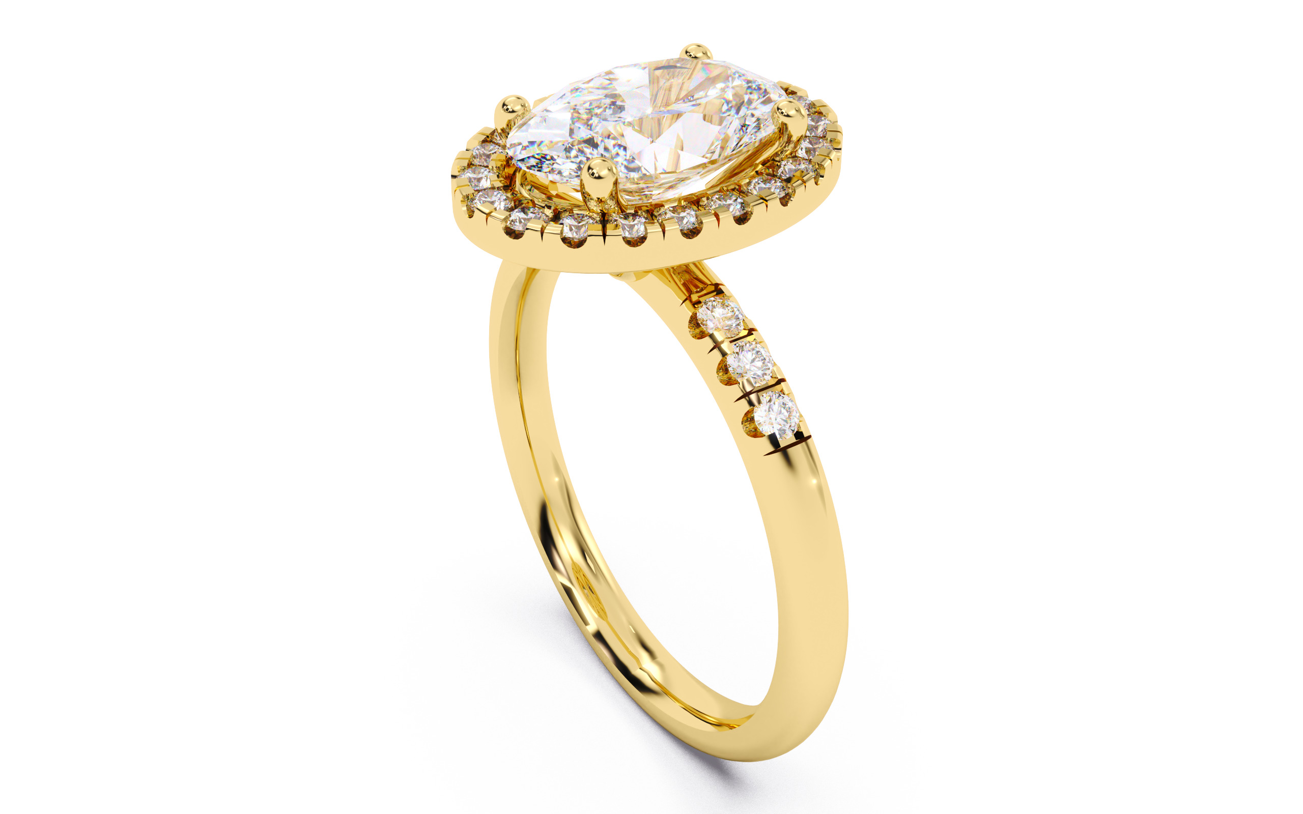 Oval Diamond Halo Setting Solitaire Ring  3D print model_24