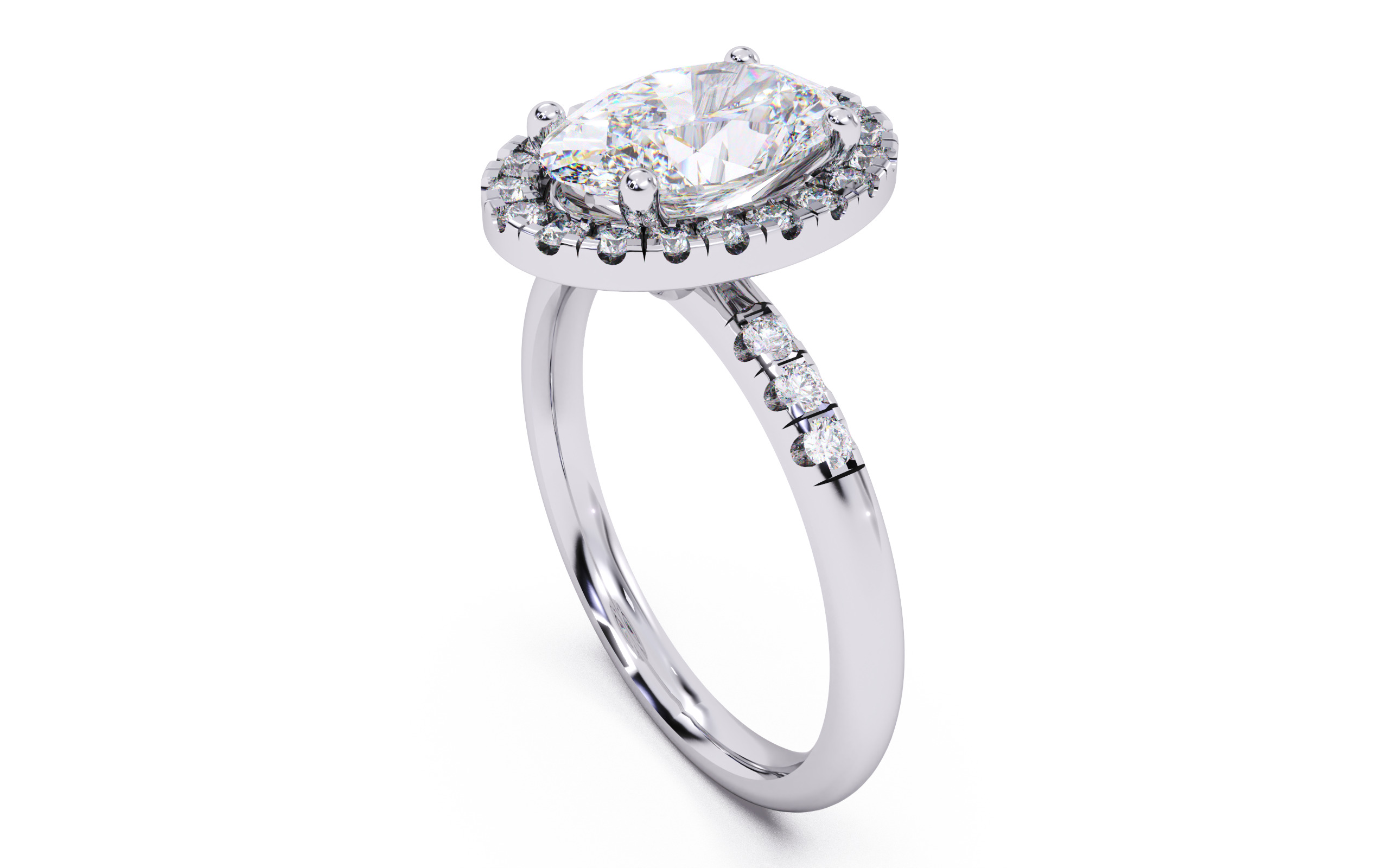 Oval Diamond Halo Setting Solitaire Ring  3D print model_22