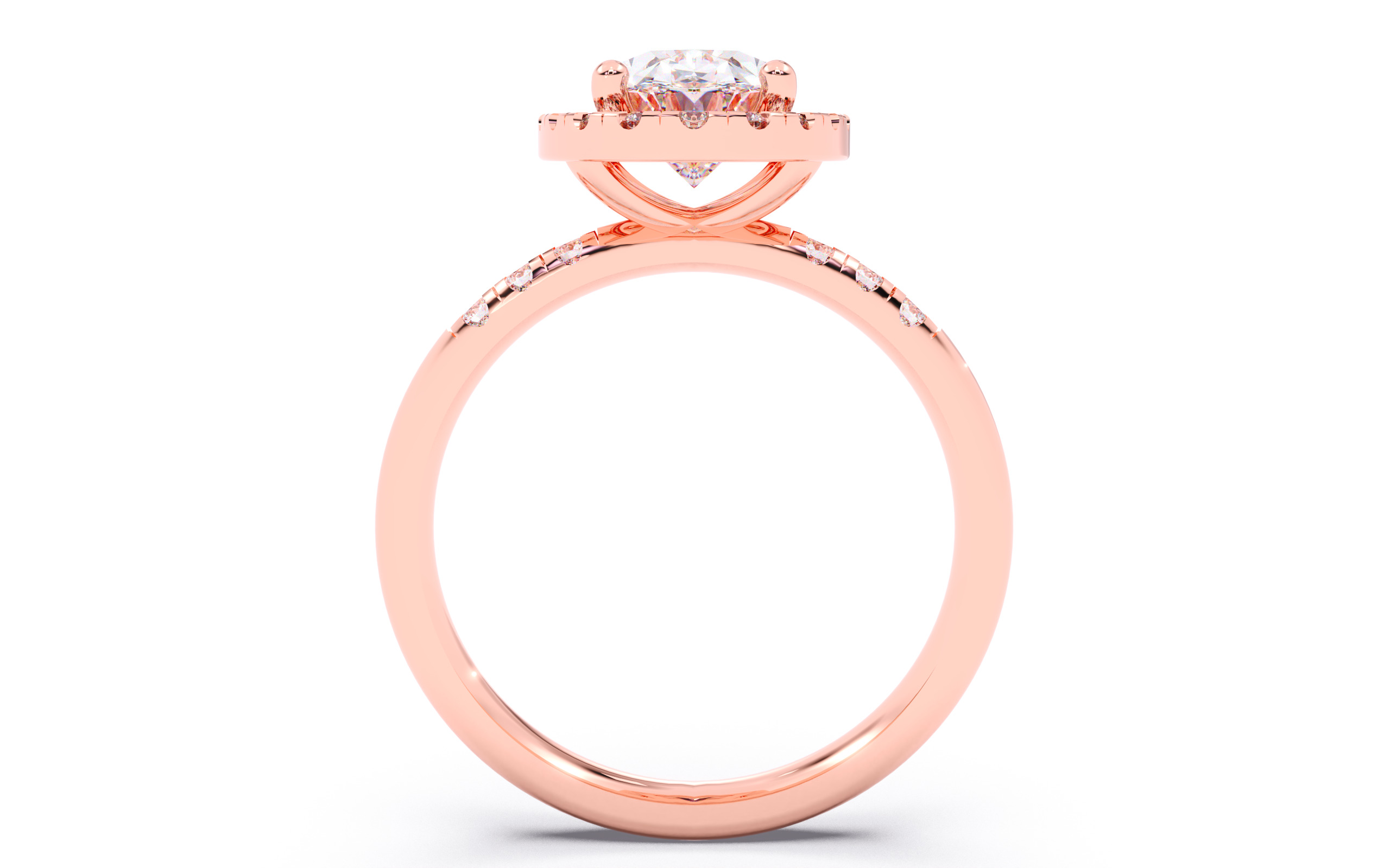 Oval Diamond Halo Setting Solitaire Ring  3D print model_11