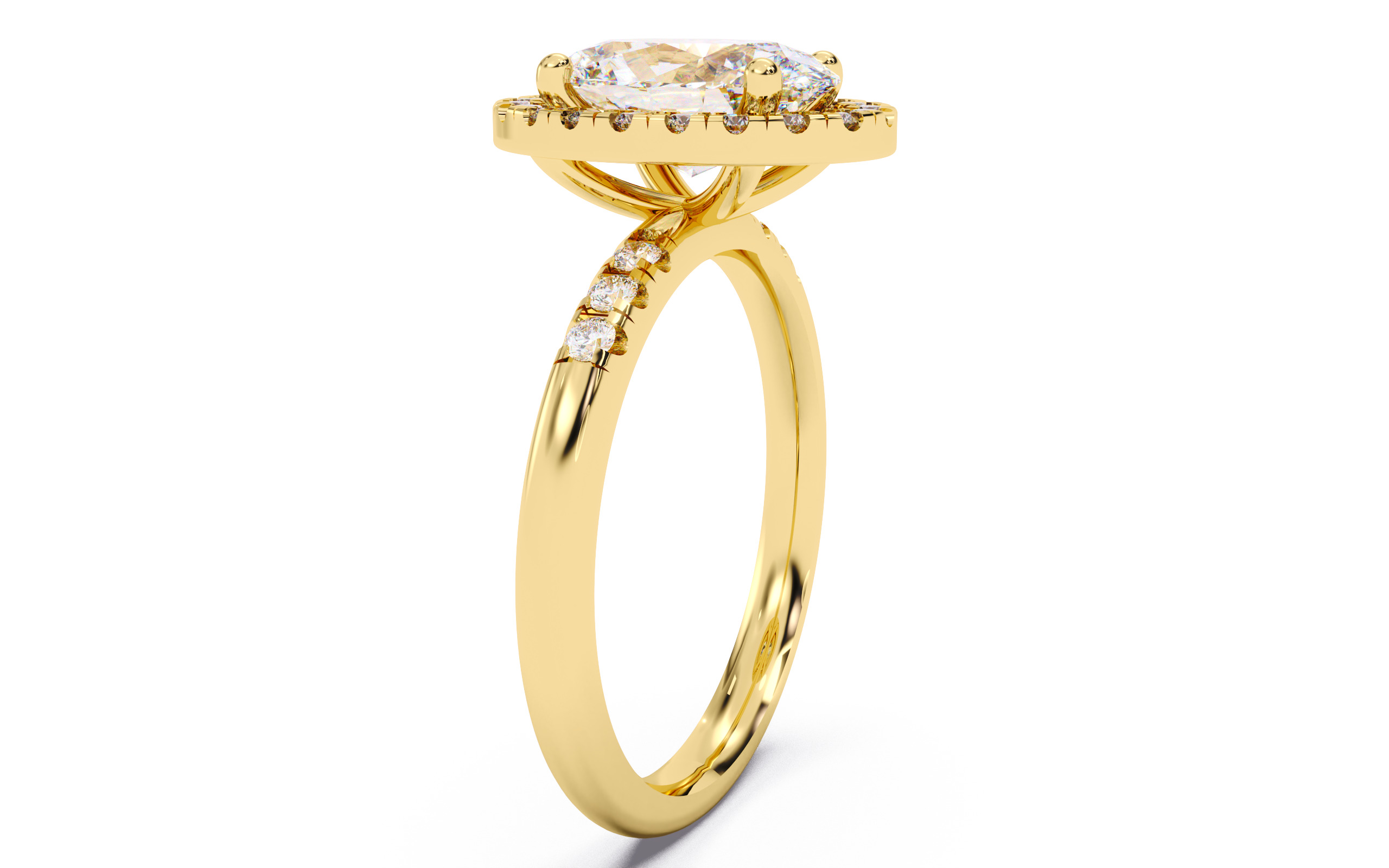 Oval Diamond Halo Setting Solitaire Ring  3D print model_18