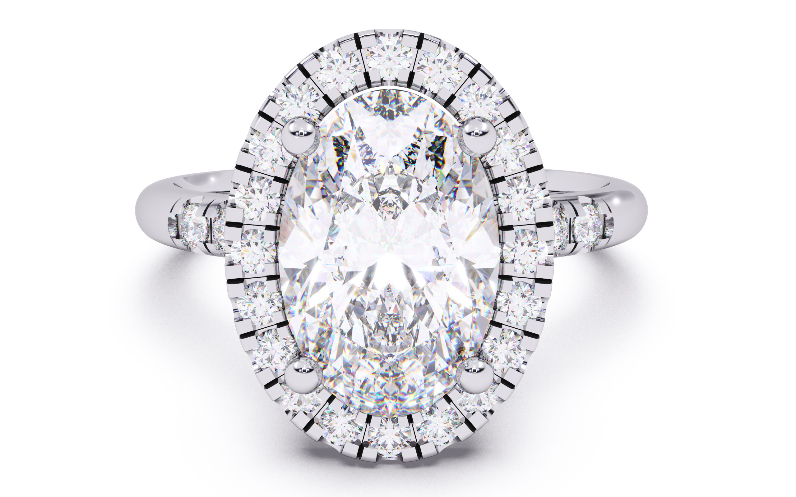 Oval Diamond Halo Setting Solitaire Ring  3D print model_17