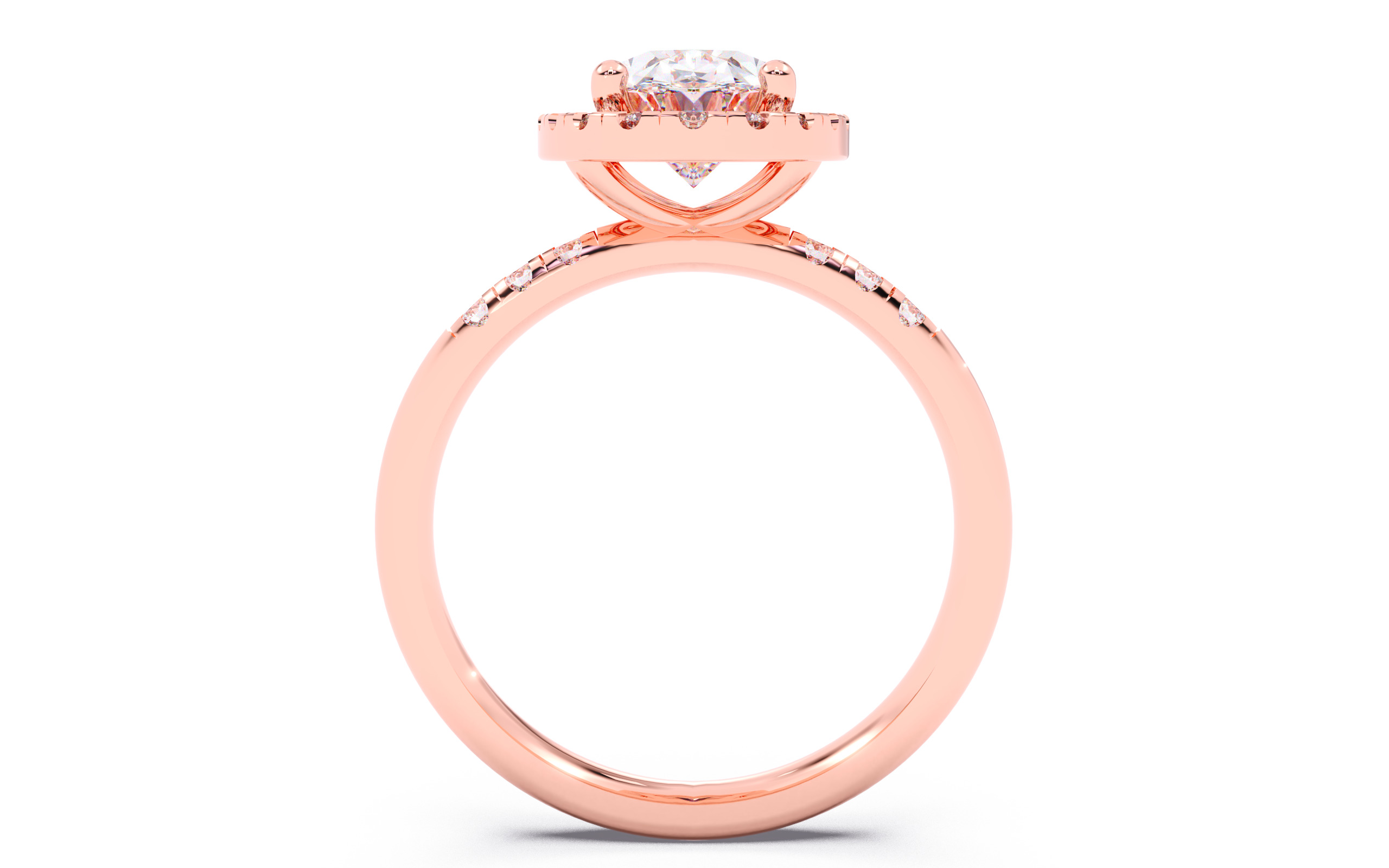 Oval Diamond Halo Setting Solitaire Ring  3D print model_6