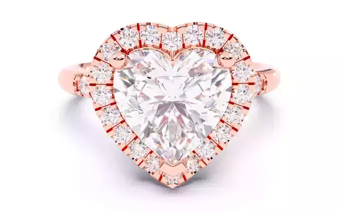 Heart Diamond Halo Setting Solitaire Ring  3D print model