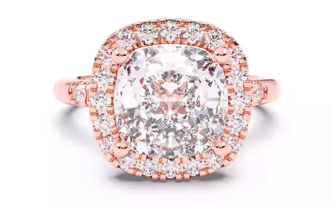 Cushion Diamond Halo Setting Solitaire Ring  3D print model