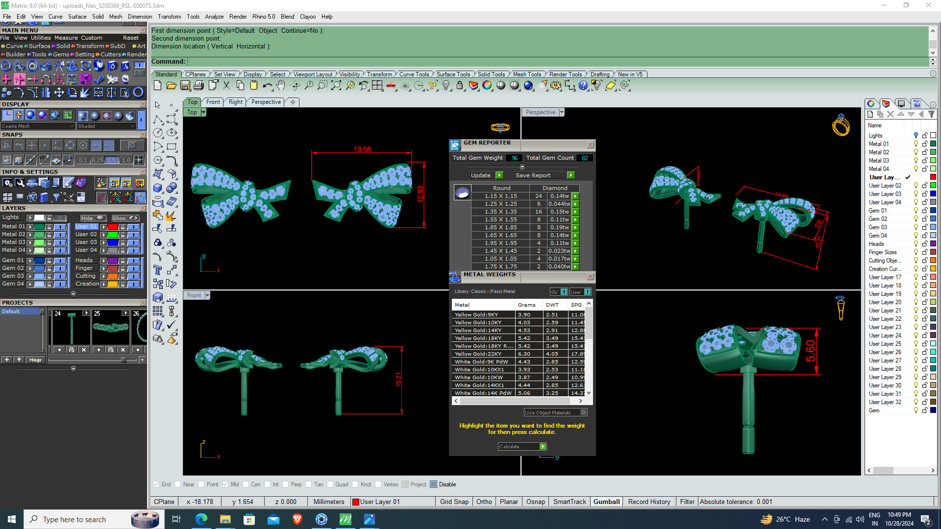 Bow design Round Lab Grown Diamond studs 3D print model_3