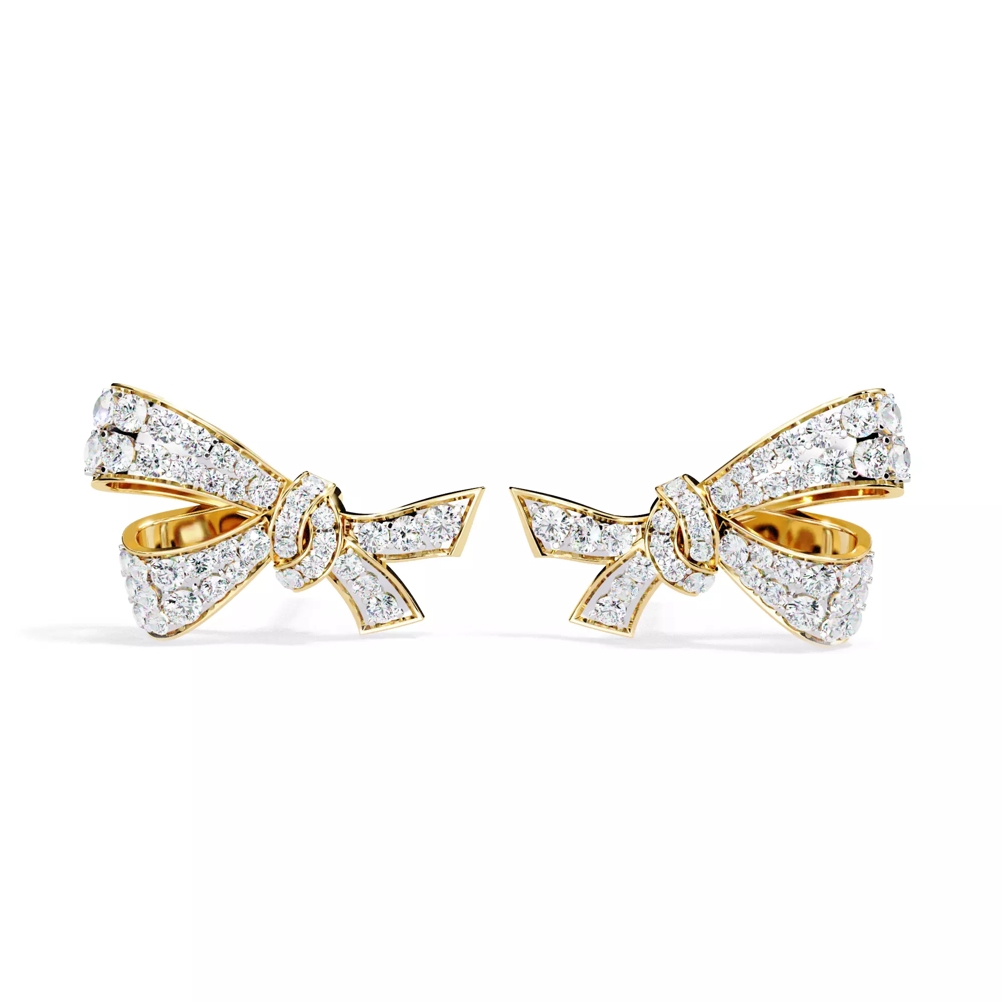 Bow design Round Lab Grown Diamond studs 3D print model_0