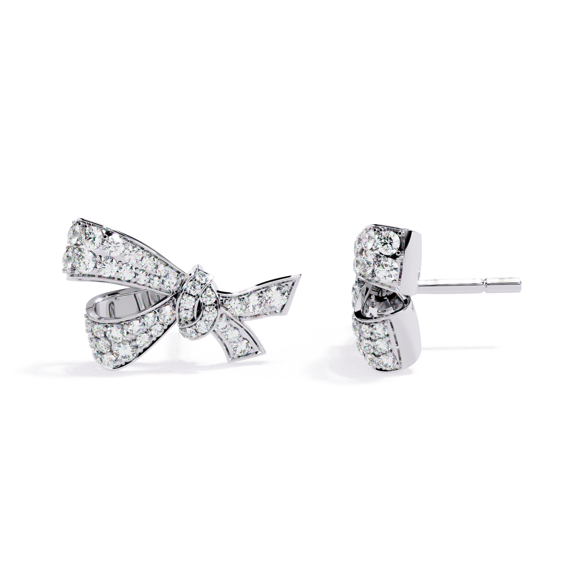 Bow design Round Lab Grown Diamond studs 3D print model_4