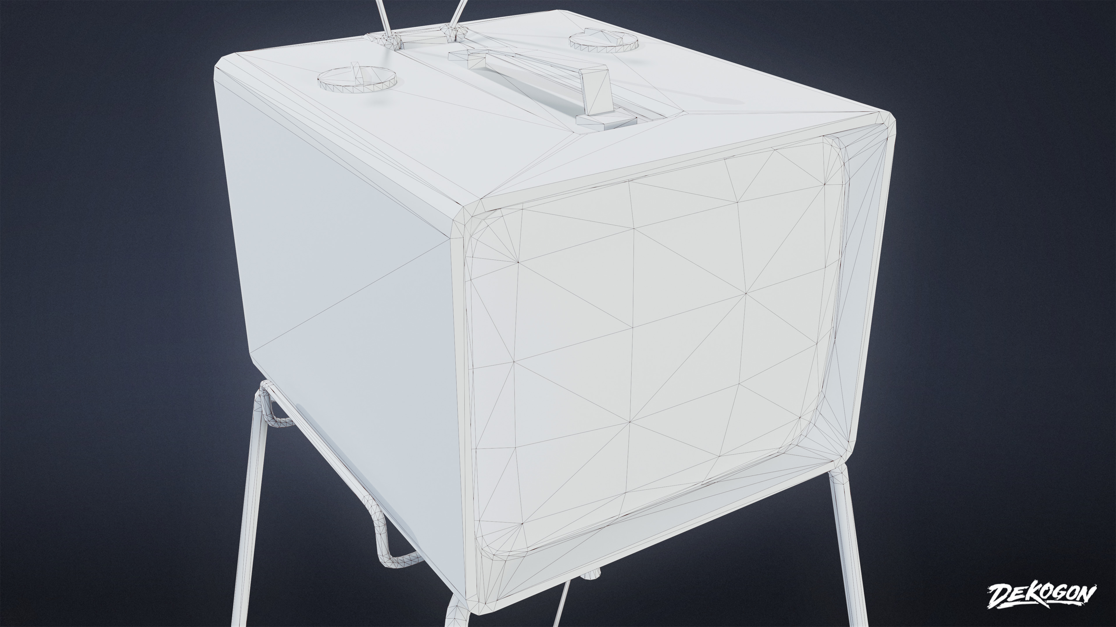 MIDCENTURY - Television 07 - LOW POLY Low-poly 3D model_7