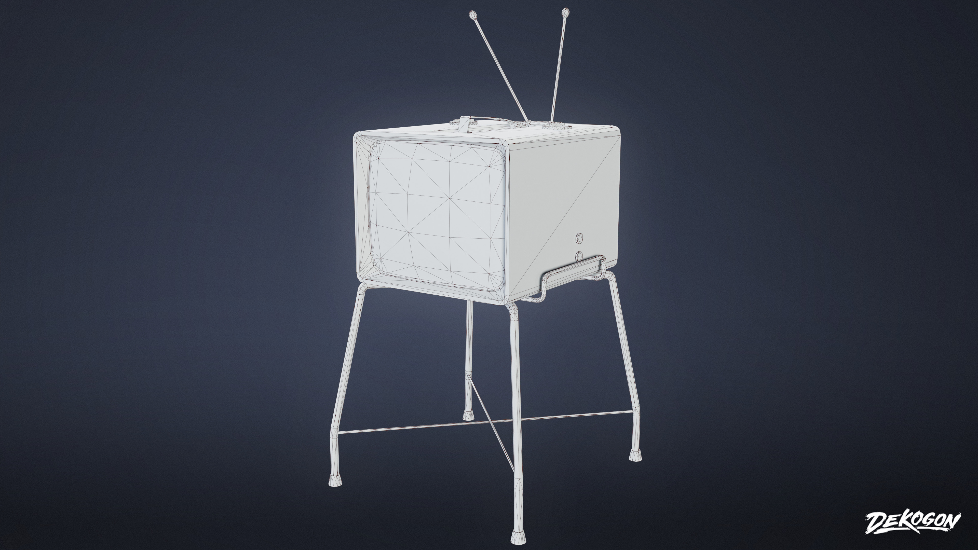 MIDCENTURY - Television 07 - LOW POLY Low-poly 3D model_8