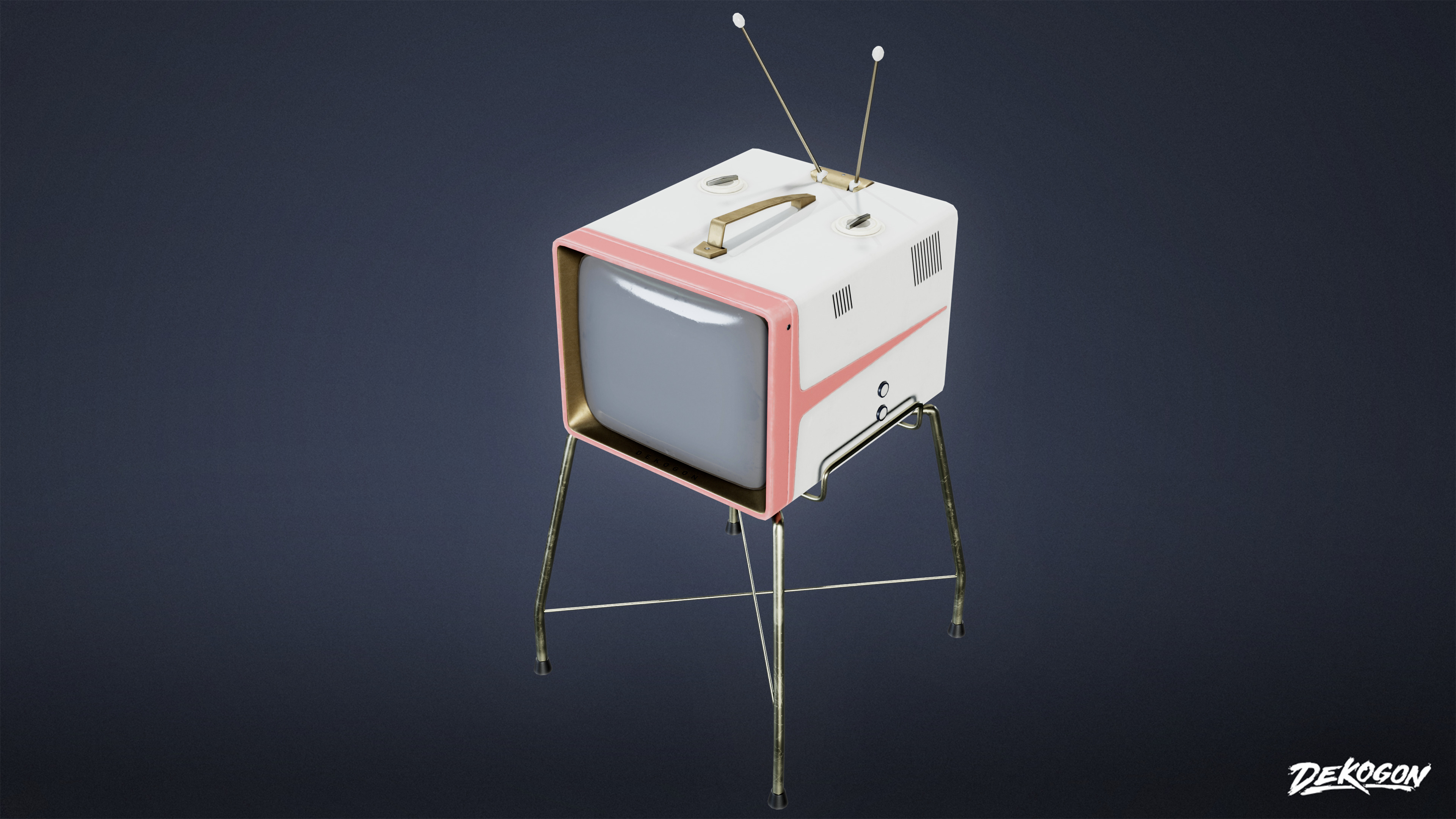 MIDCENTURY - Television 07 - LOW POLY Low-poly 3D model_4