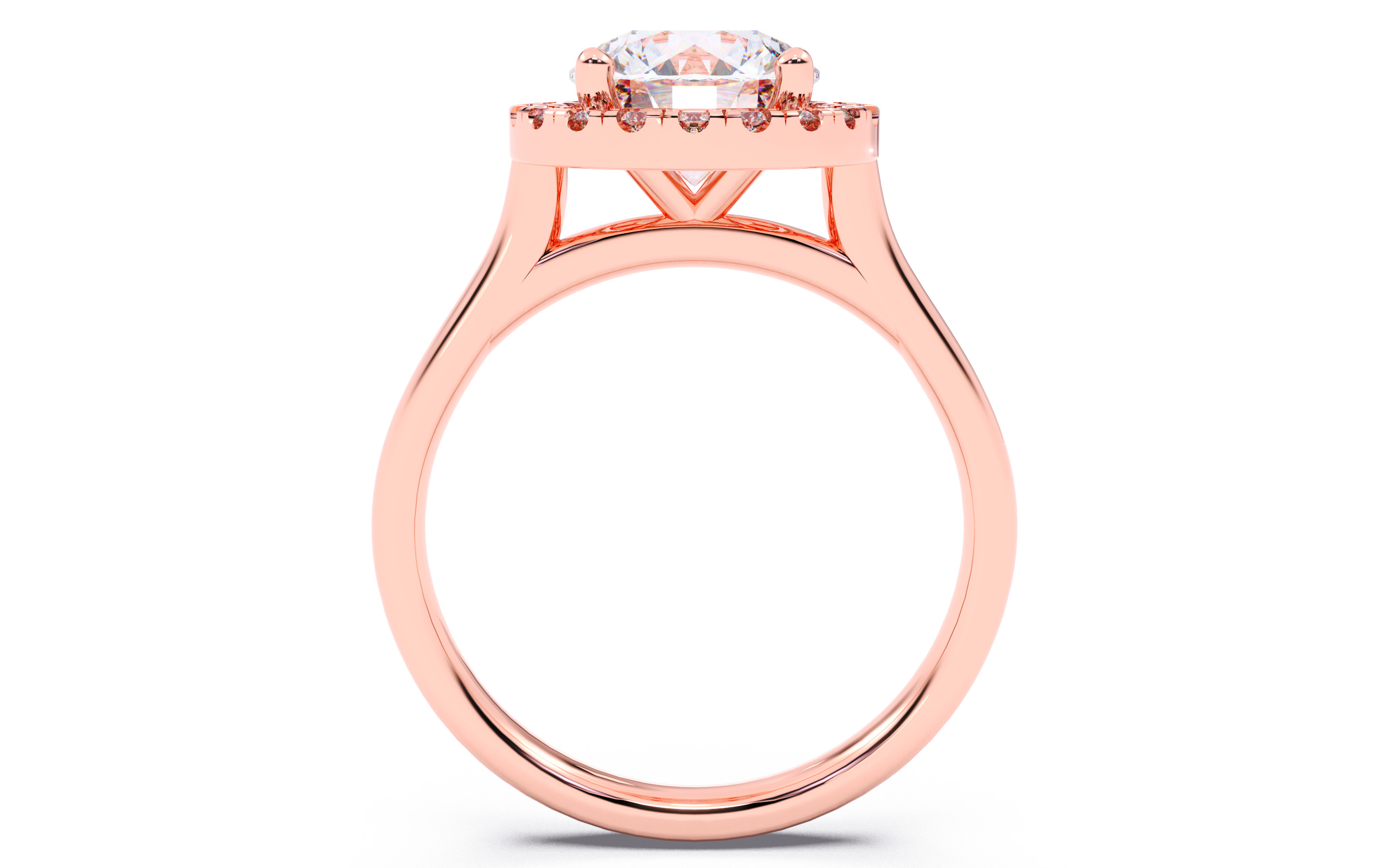 Round Diamond Halo Setting Solitaire Ring  3D print model_10
