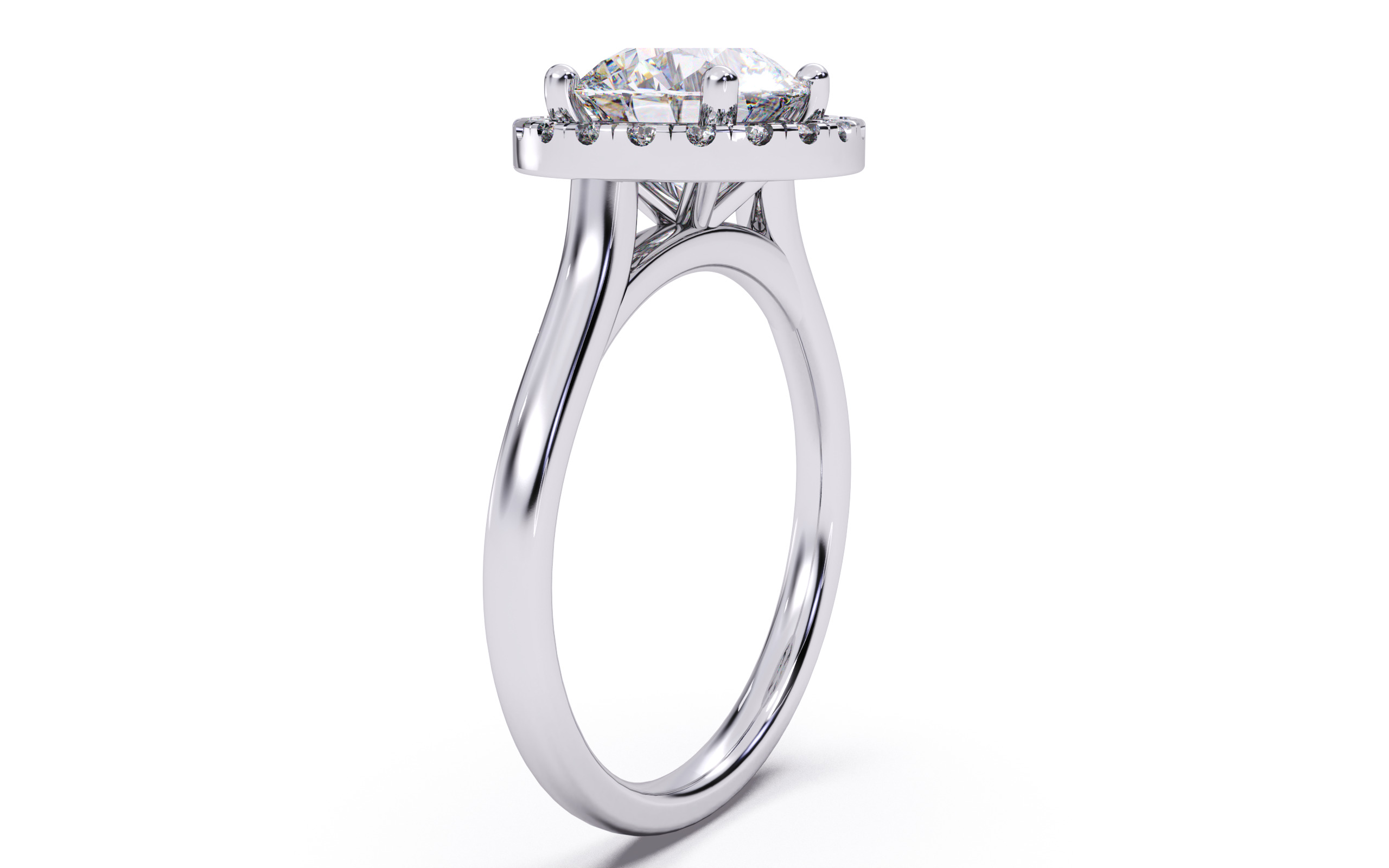 Round Diamond Halo Setting Solitaire Ring  3D print model_19