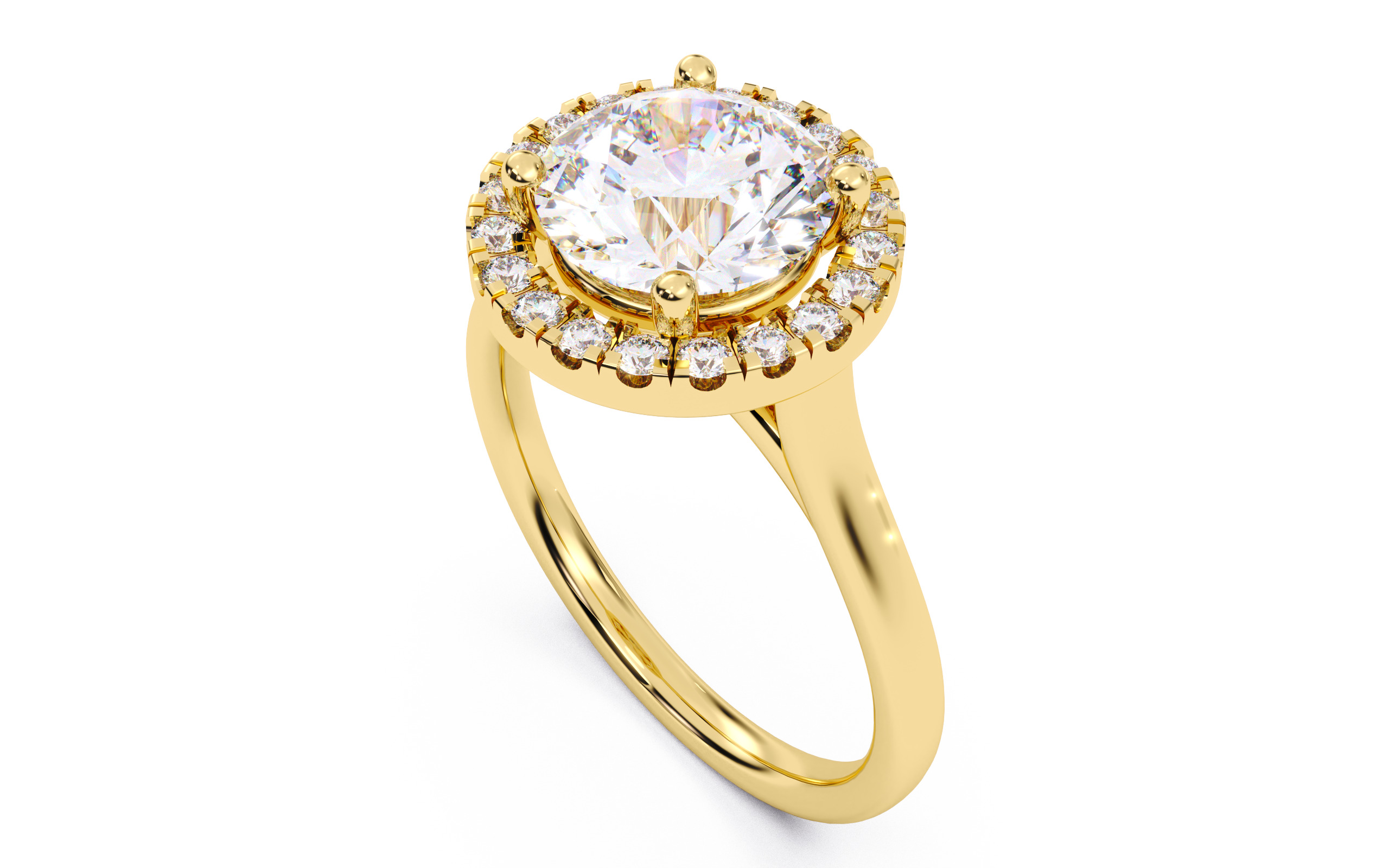 Round Diamond Halo Setting Solitaire Ring  3D print model_4