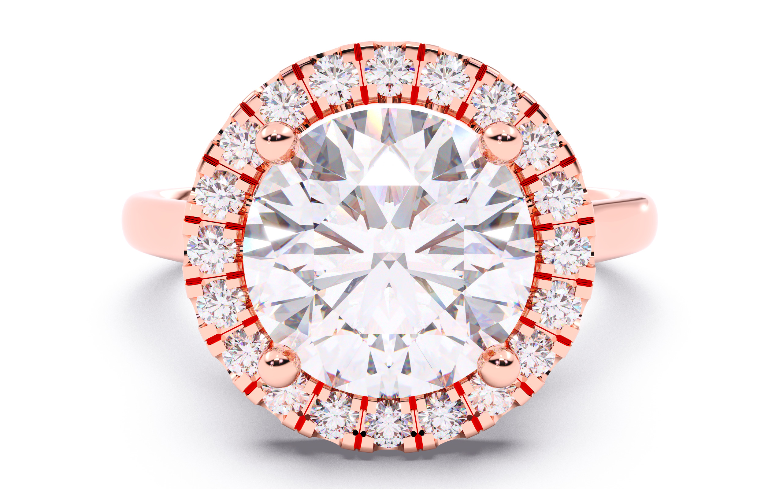 Round Diamond Halo Setting Solitaire Ring  3D print model_13