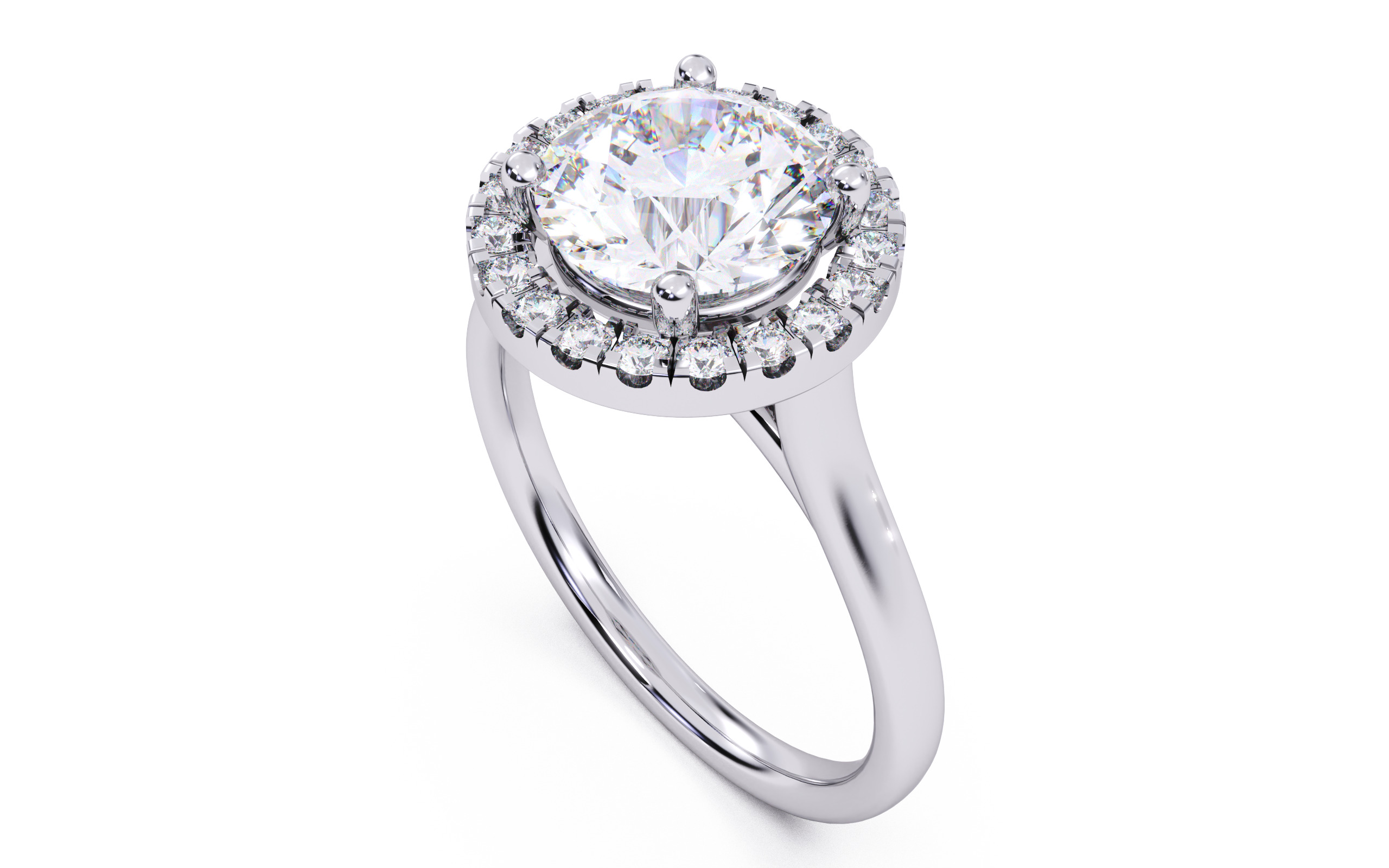 Round Diamond Halo Setting Solitaire Ring  3D print model_24