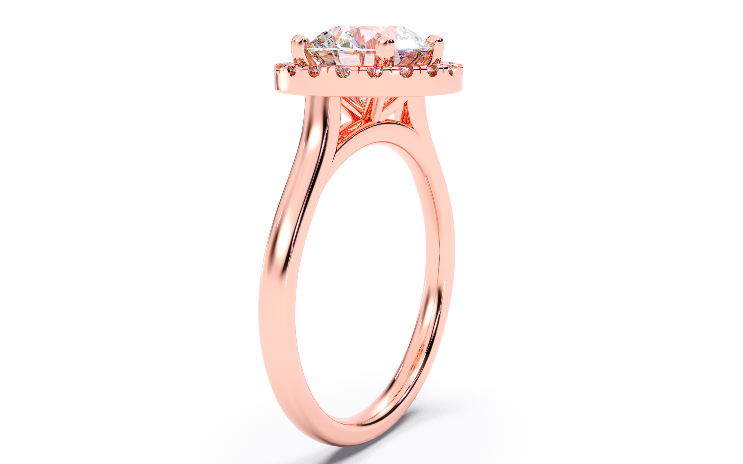 Round Diamond Halo Setting Solitaire Ring  3D print model_21