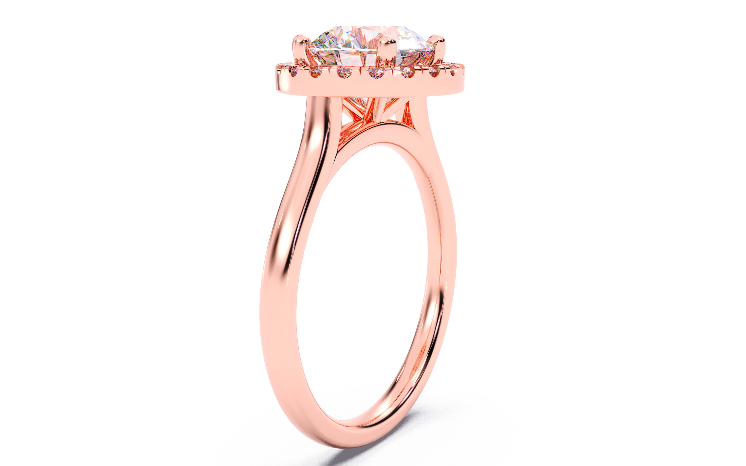 Round Diamond Halo Setting Solitaire Ring  3D print model_20