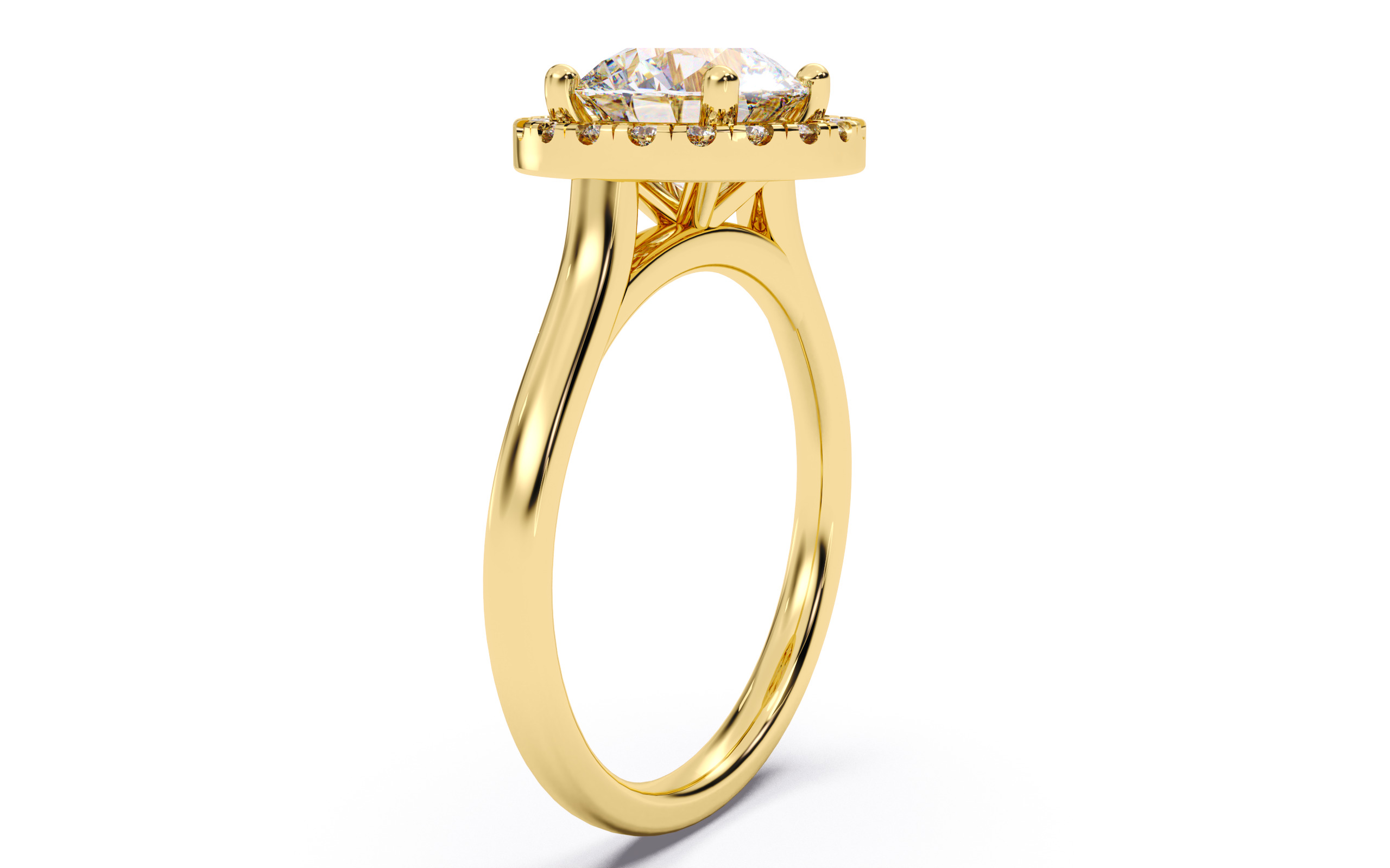 Round Diamond Halo Setting Solitaire Ring  3D print model_12