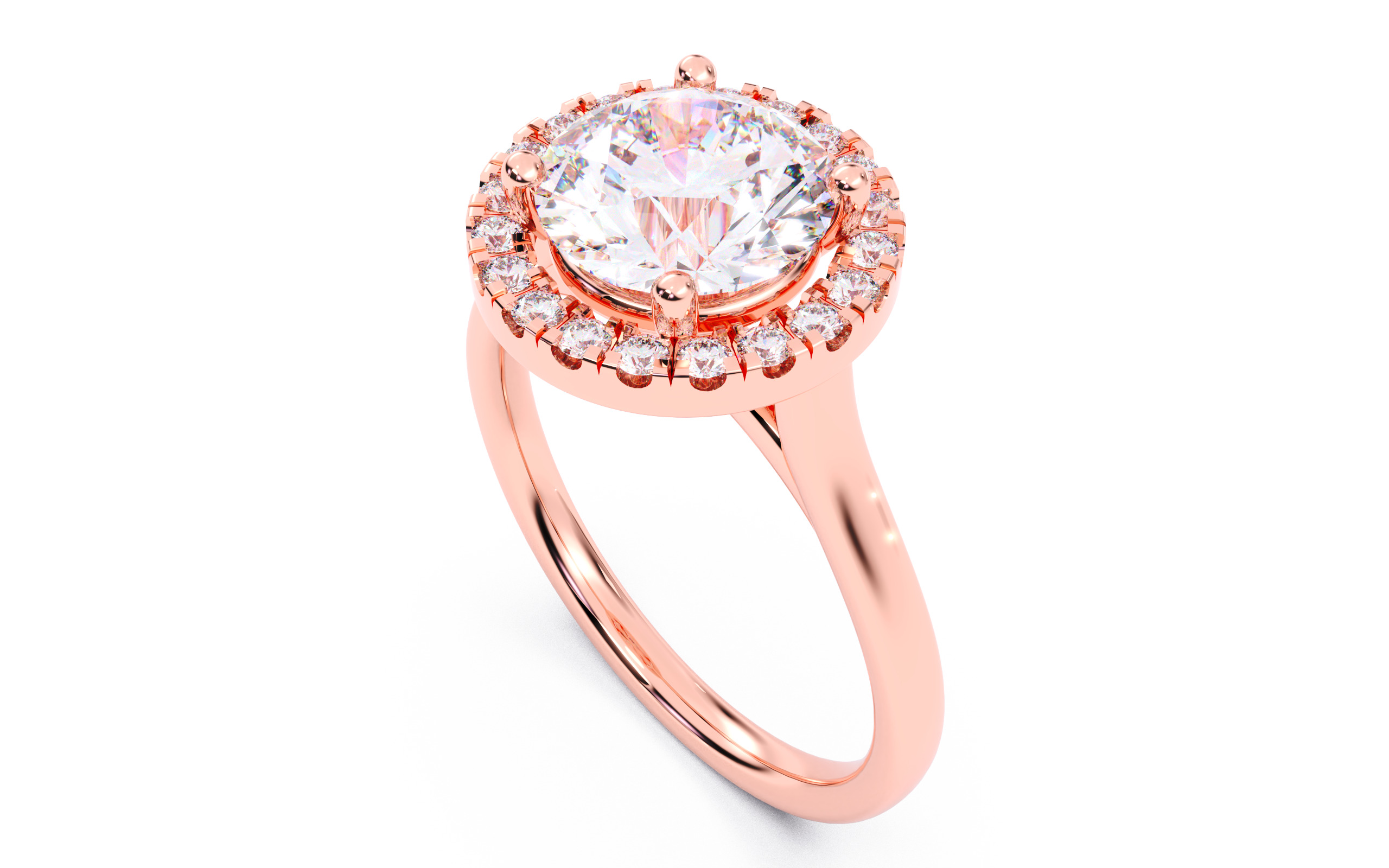 Round Diamond Halo Setting Solitaire Ring  3D print model_22