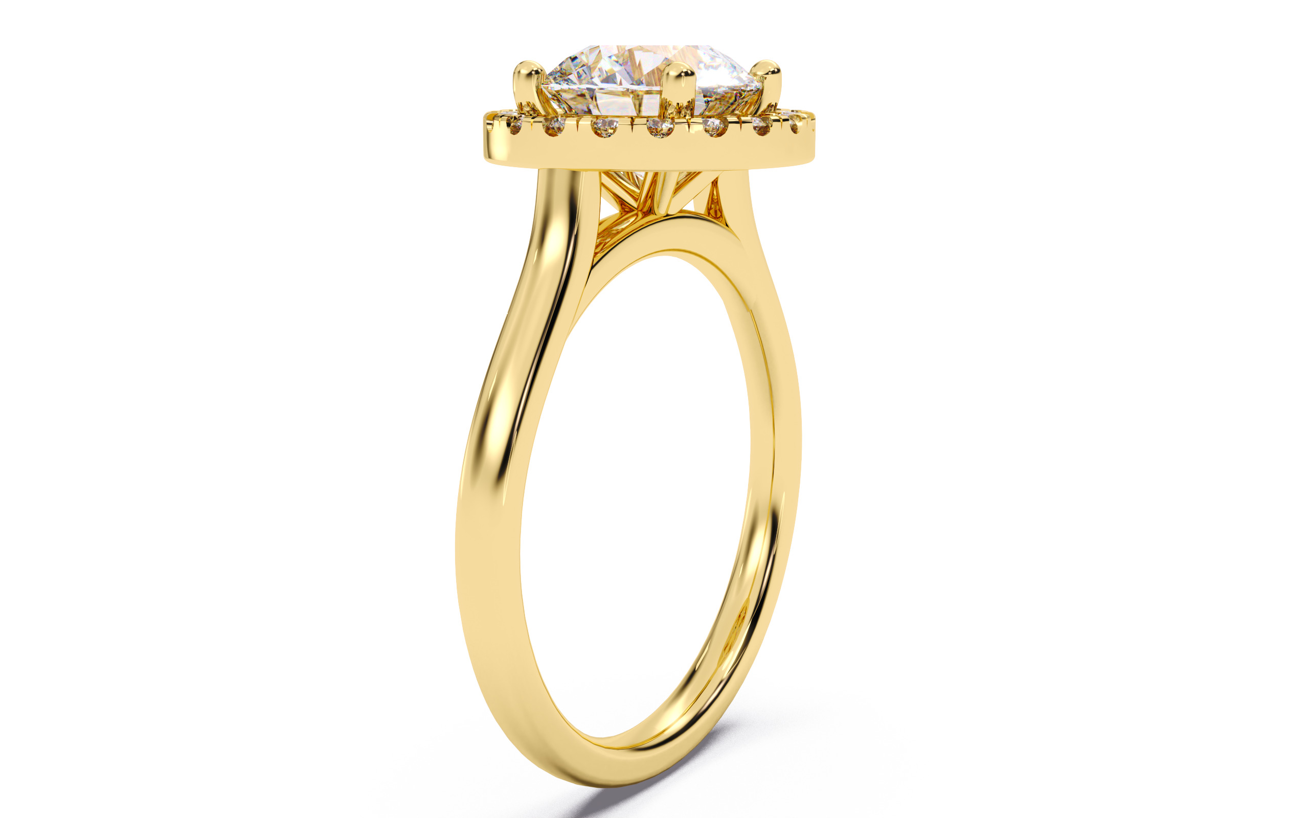 Round Diamond Halo Setting Solitaire Ring  3D print model_2