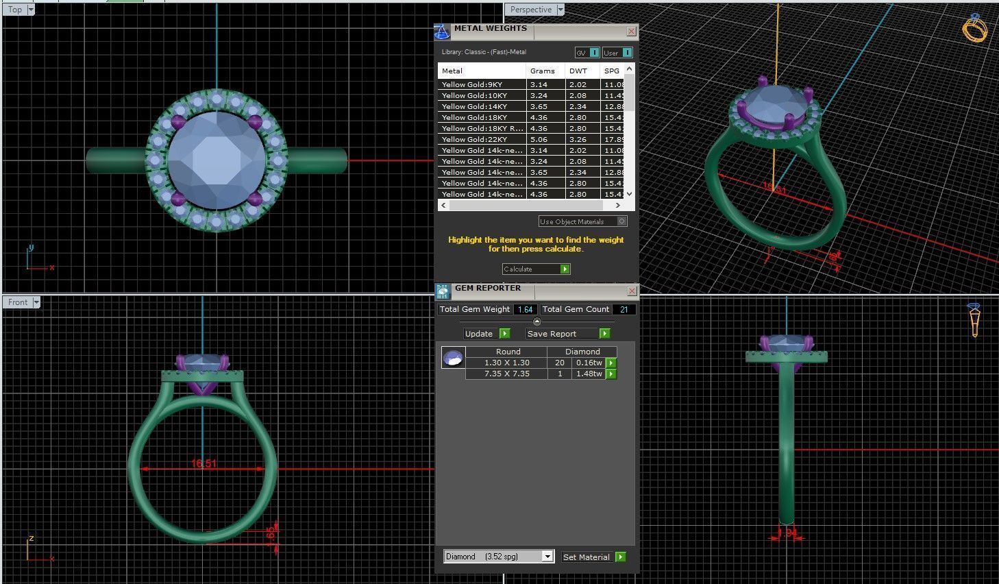 Round Diamond Halo Setting Solitaire Ring  3D print model_1