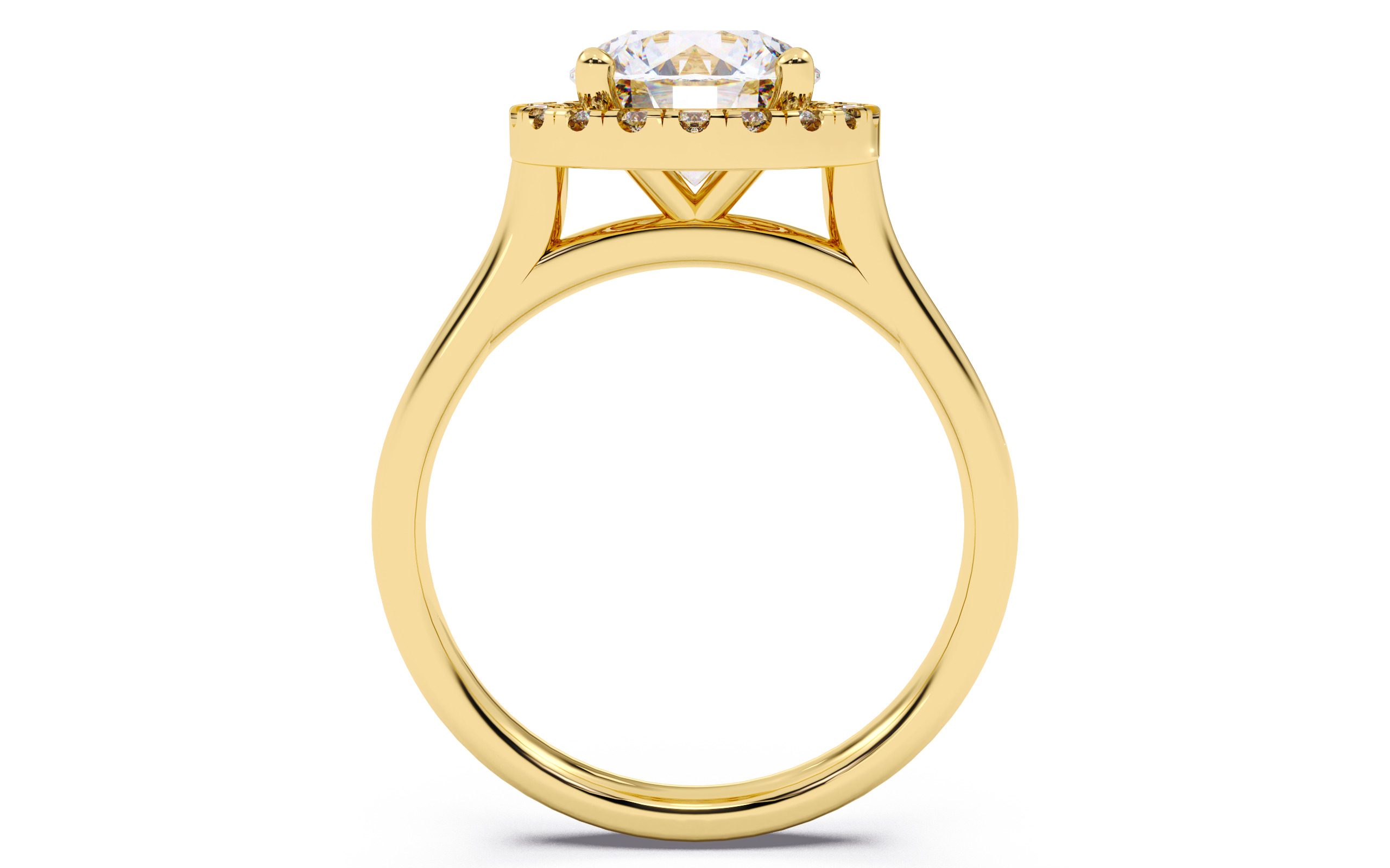 Round Diamond Halo Setting Solitaire Ring  3D print model_6