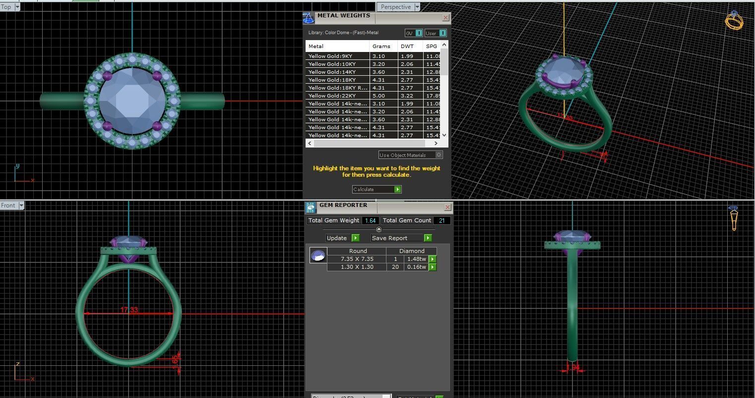 Round Diamond Halo Setting Solitaire Ring  3D print model_25