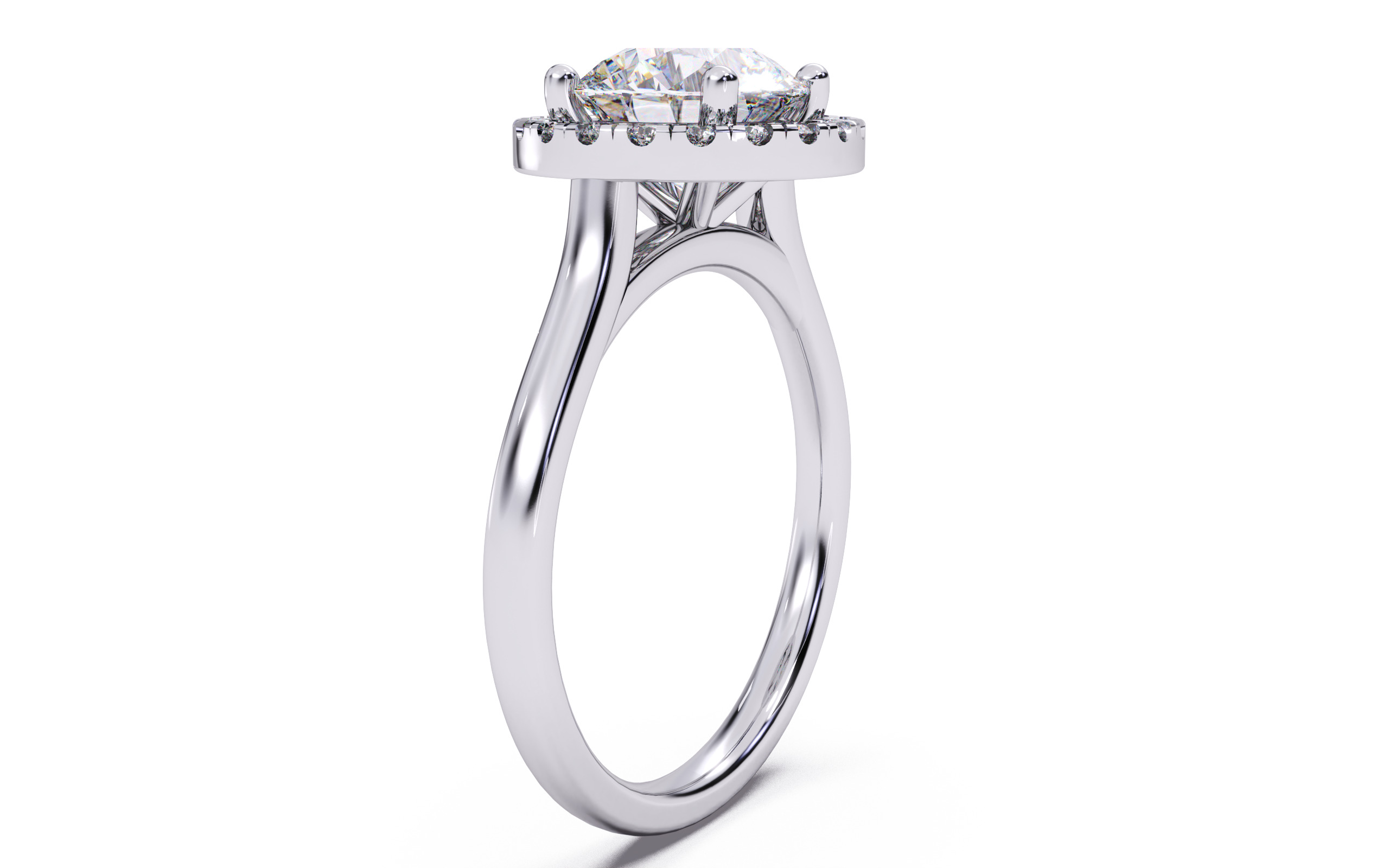 Round Diamond Halo Setting Solitaire Ring  3D print model_18