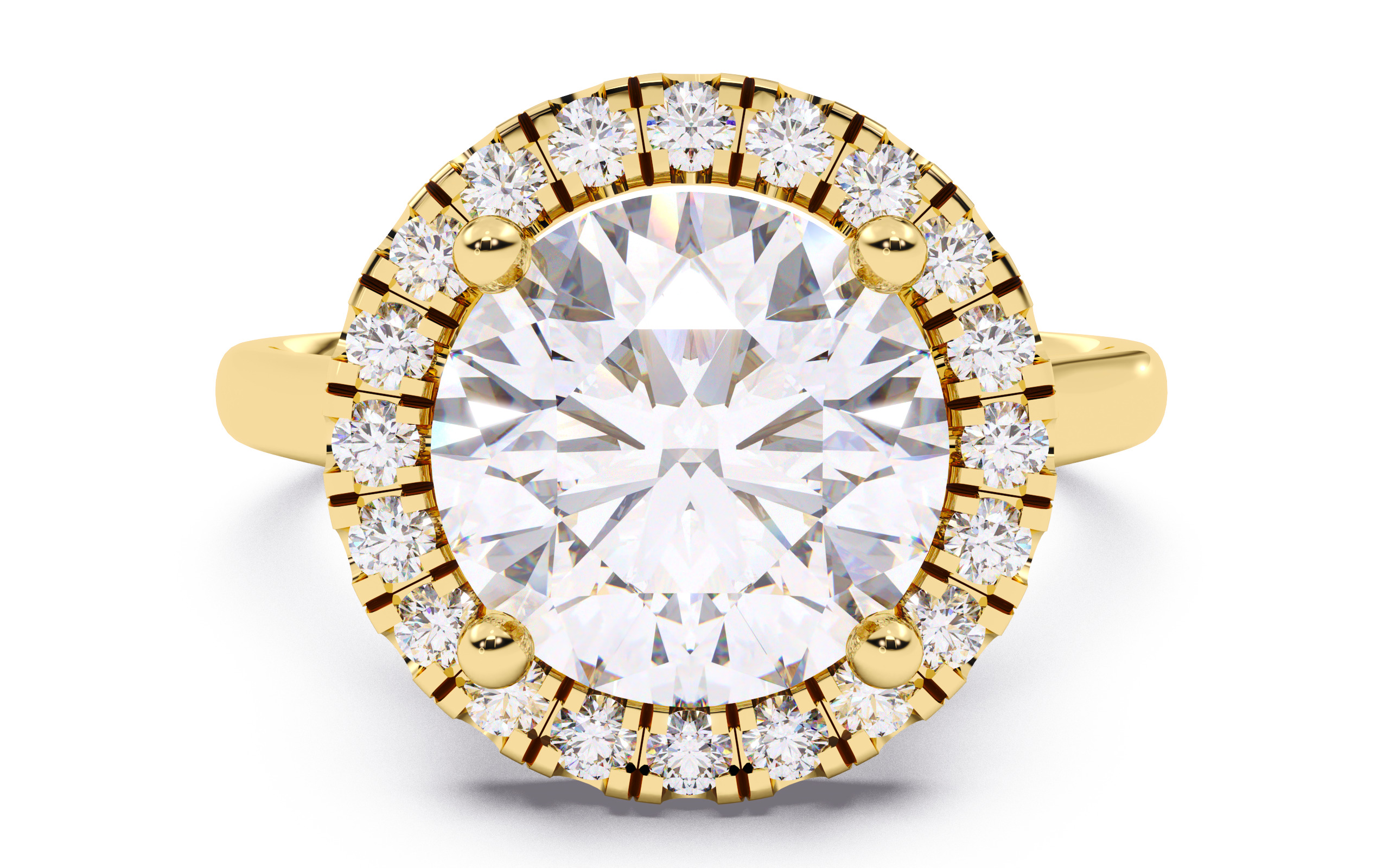 Round Diamond Halo Setting Solitaire Ring  3D print model_16