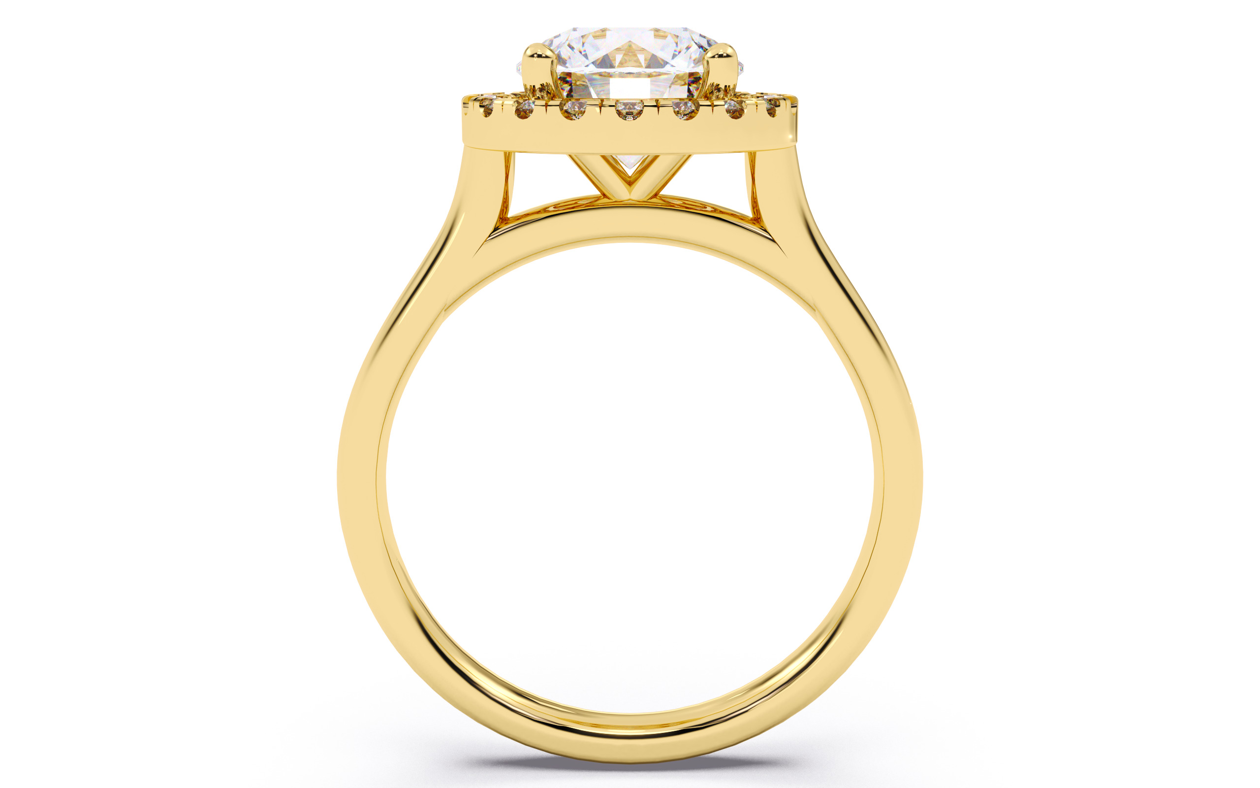 Round Diamond Halo Setting Solitaire Ring  3D print model_7