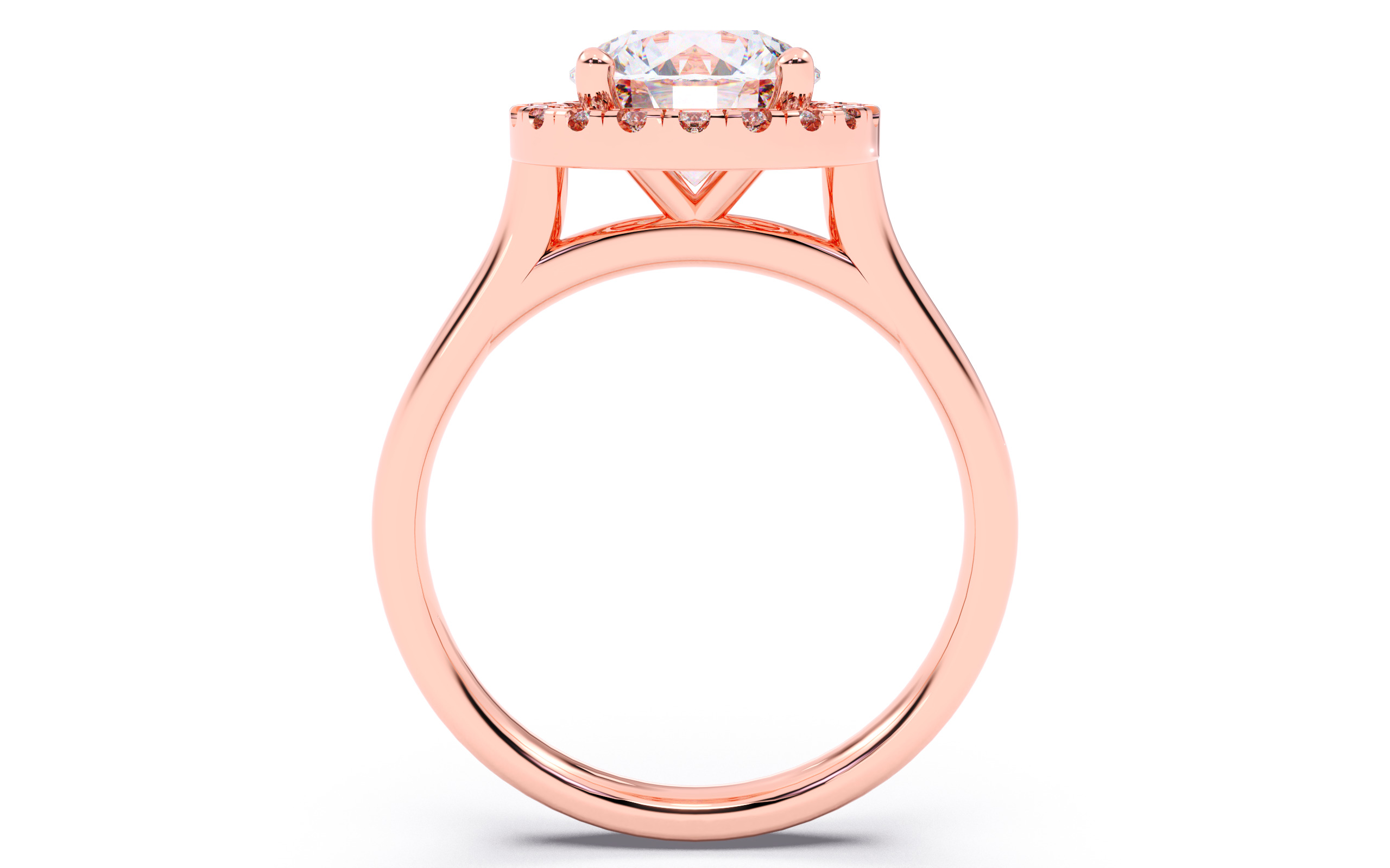 Round Diamond Halo Setting Solitaire Ring  3D print model_11